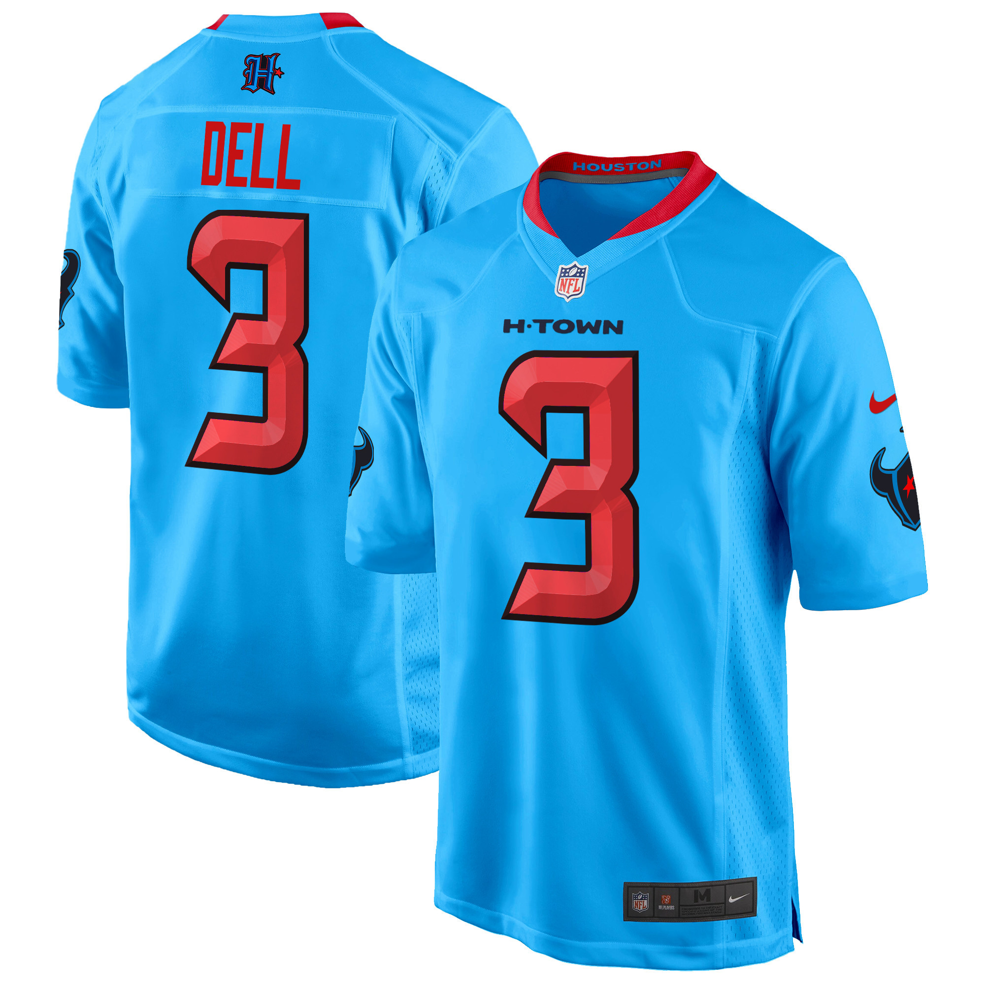 Tank Dell Men's Houston Texans 2024 Game Blue Jersey - All Stitched