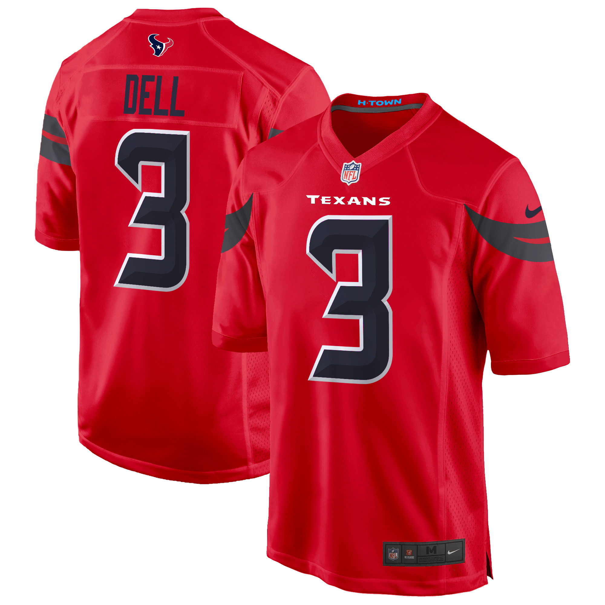Tank Dell Men's Houston Texans 2024 Game Red Jersey - All Stitched