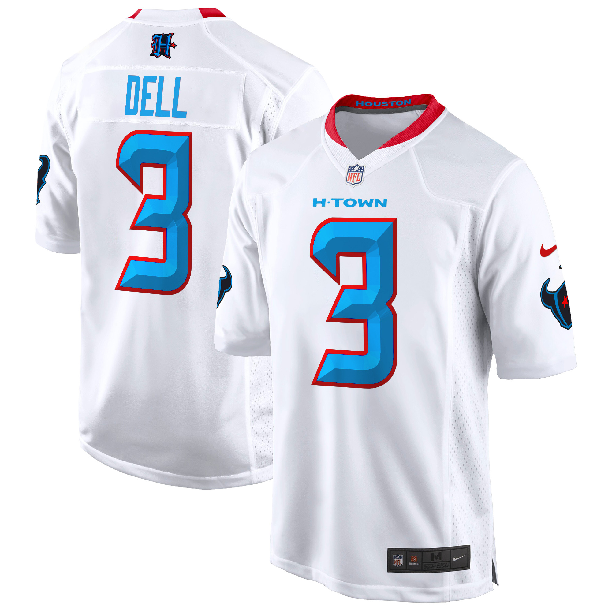 Tank Dell Men's Houston Texans 2024 Game White Jersey - All Stitched
