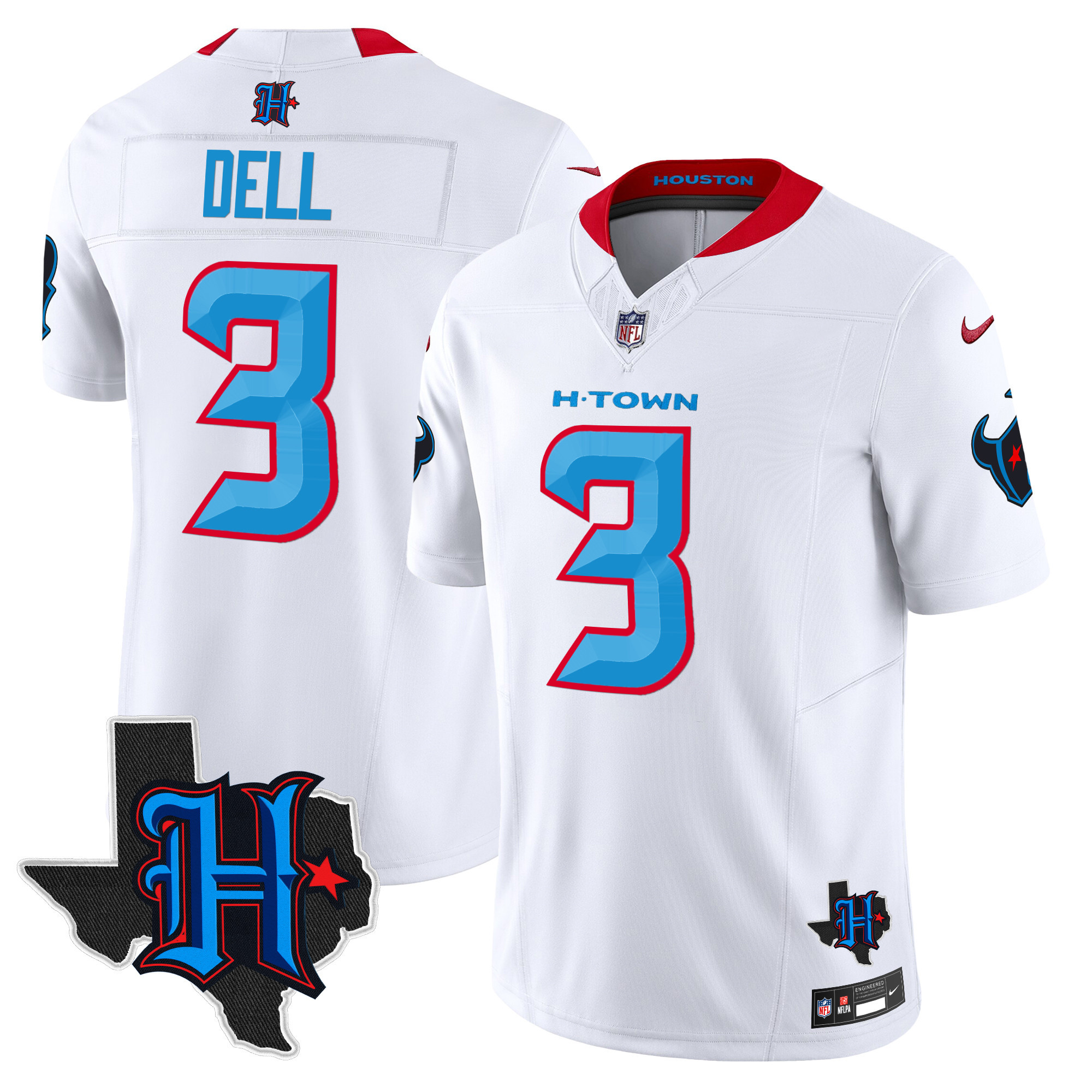 Tank Dell Men's Houston Texans 2024 Texas Patch Vapor Limited White Jersey - All Stitched