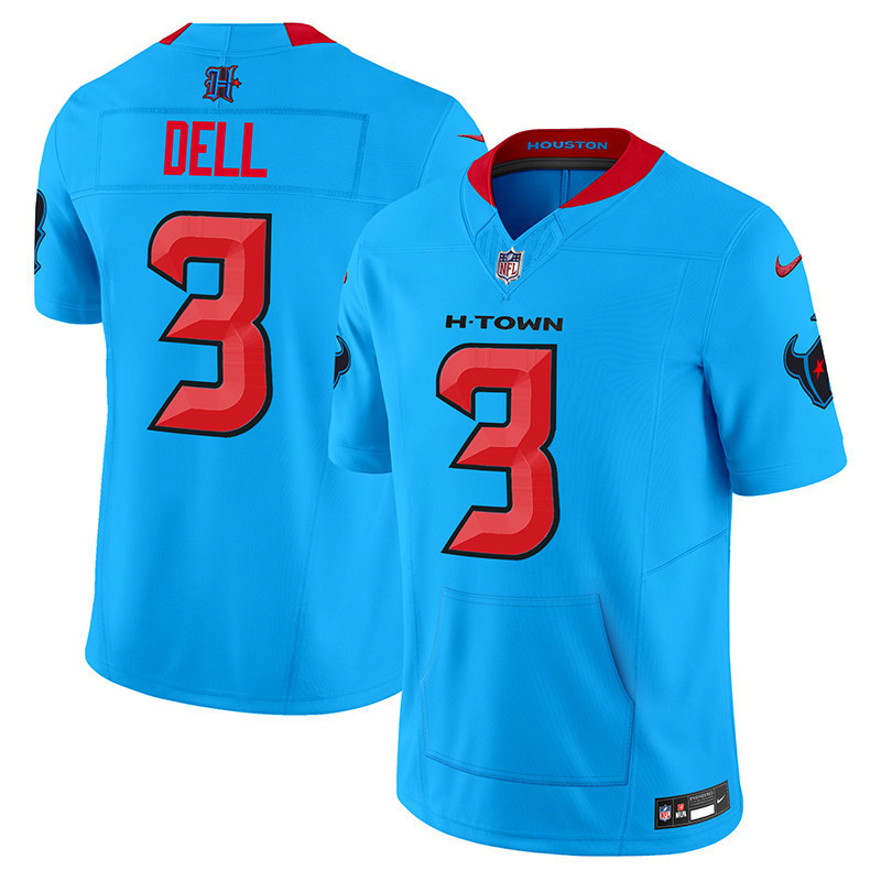 Tank Dell Men's Houston Texans 2024 Vapor Hand Warmer Blue Jersey - All Stitched