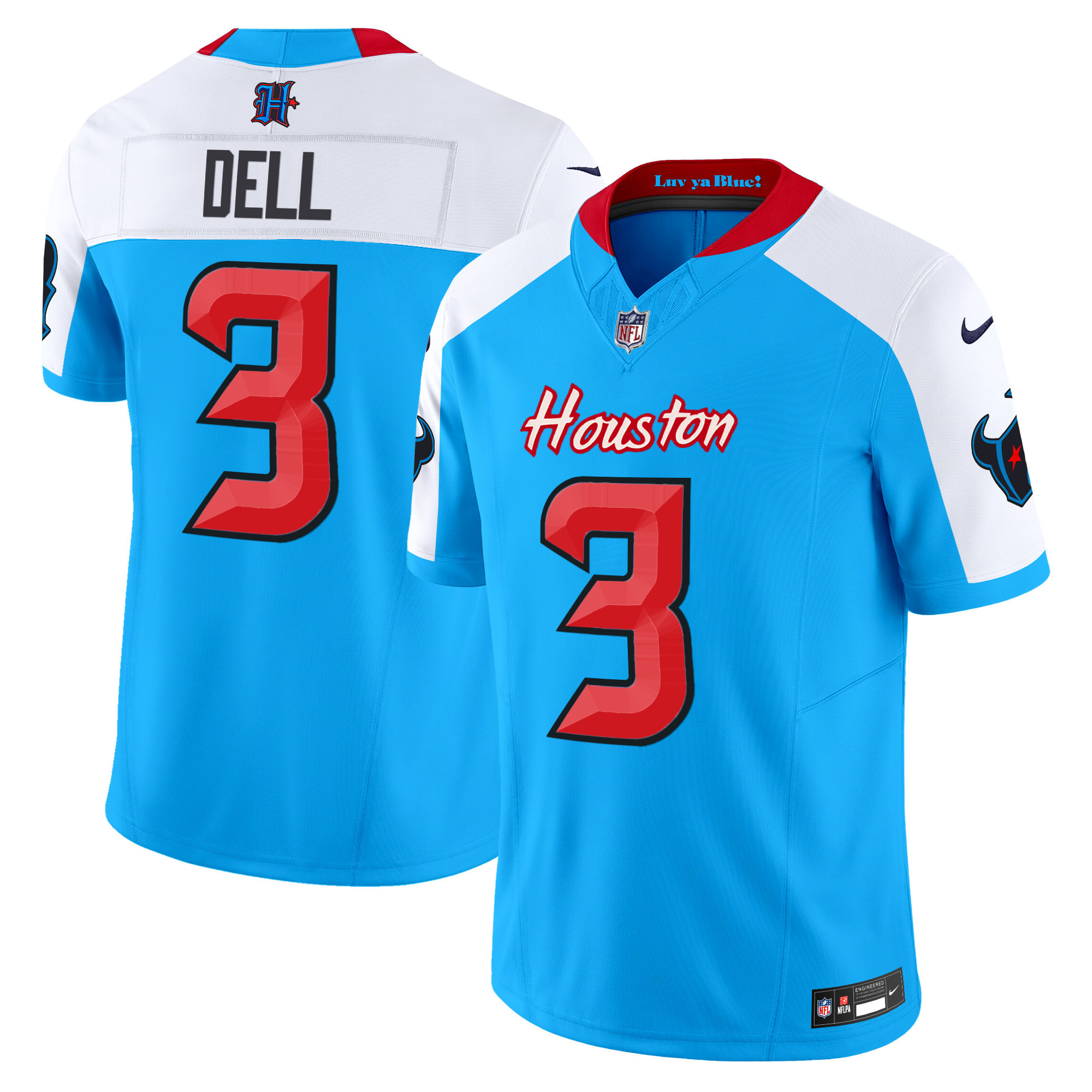 Tank Dell Men's Houston Texans 2024 Vapor Limited Blue Alternate Jersey - All Stitched