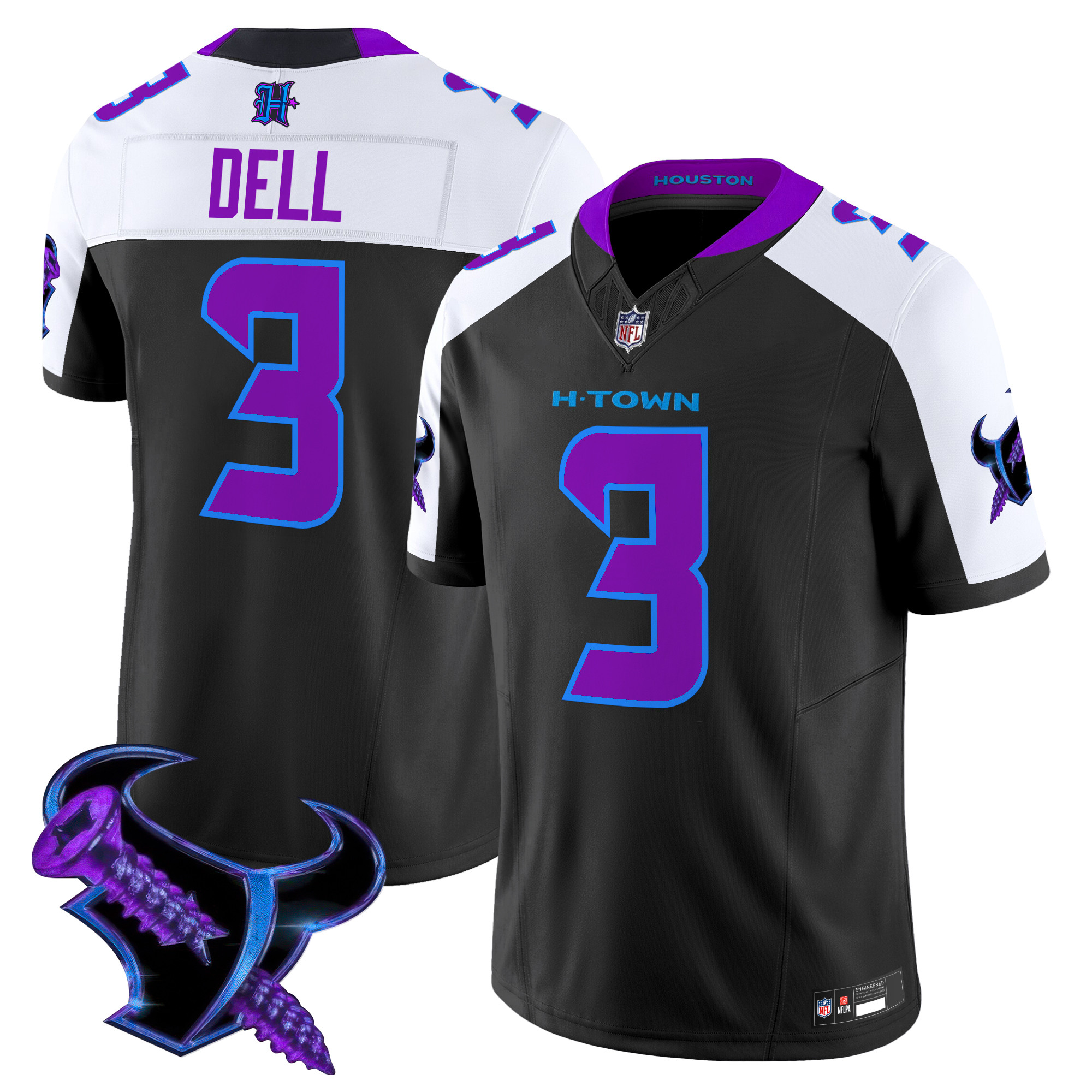 Tank Dell Men's Houston Texans 2025 DJ Screw Vapor Limited Black Alternate Jersey - All Stitched