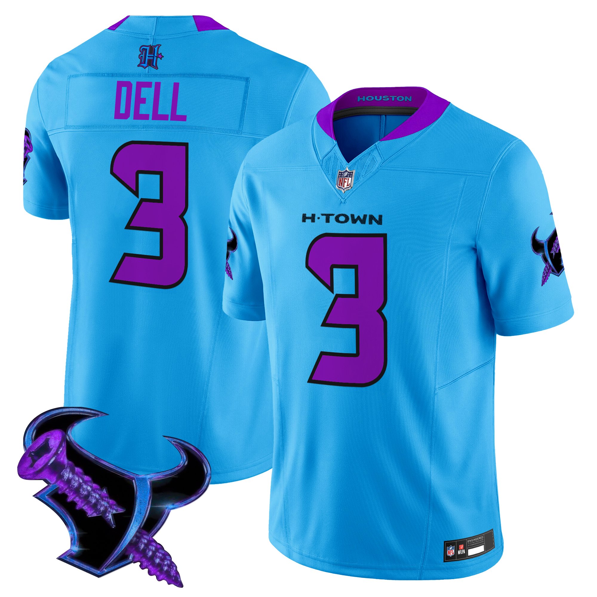 Tank Dell Men's Houston Texans 2025 DJ Screw Vapor Limited Blue Jersey - All Stitched