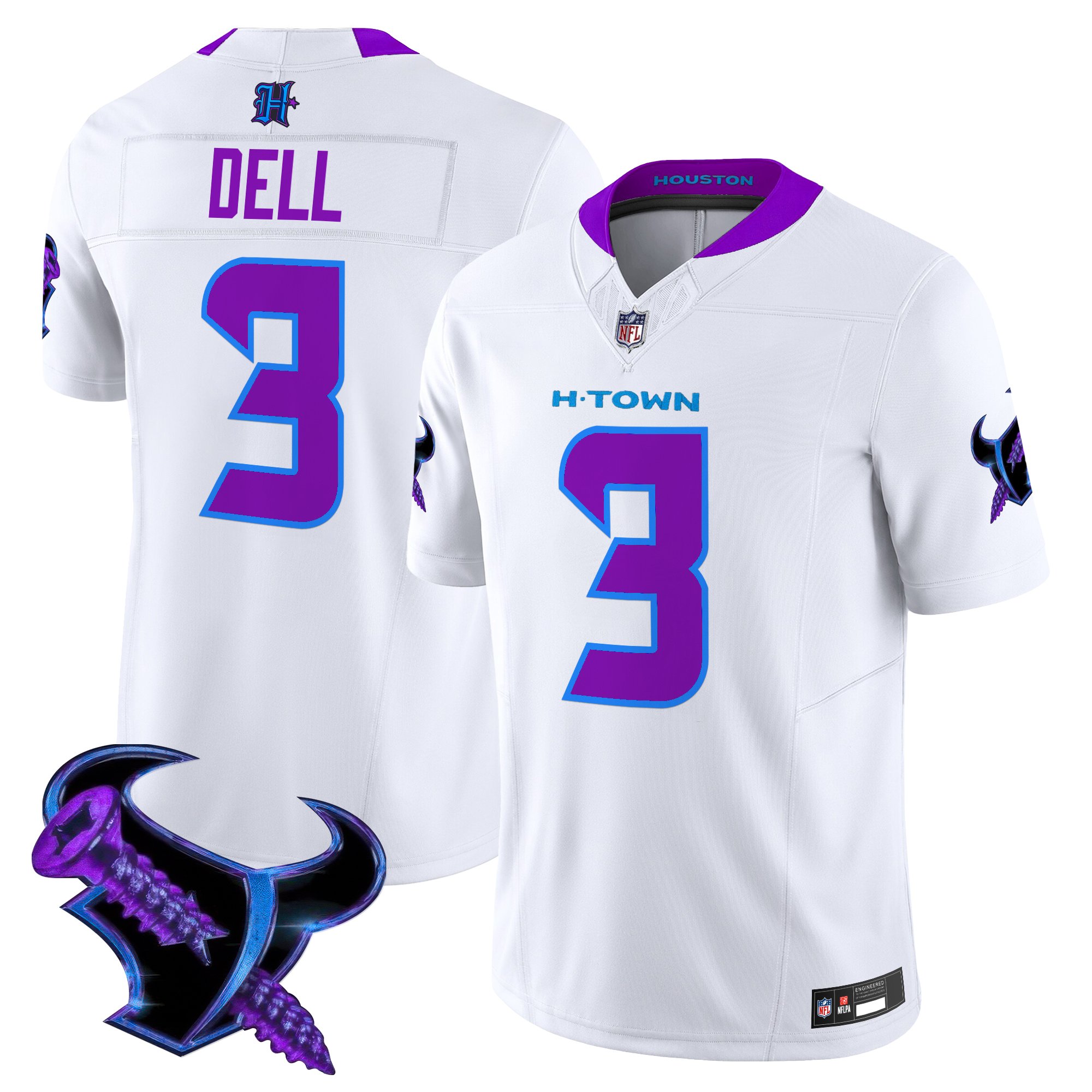 Tank Dell Men's Houston Texans 2025 DJ Screw Vapor Limited White Jersey - All Stitched