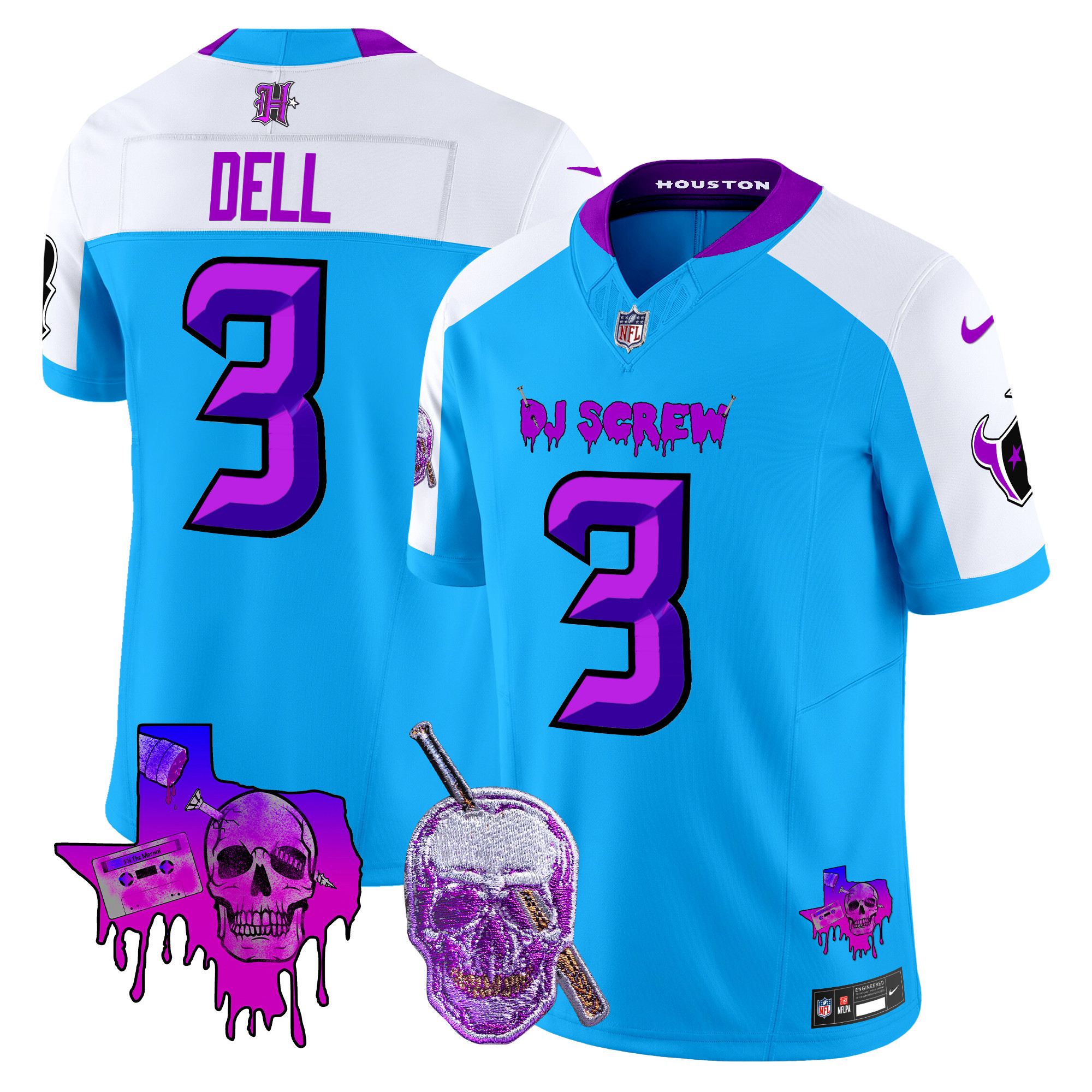 Tank Dell Men's Houston Texans DJ Screw Vapor Limited Blue Alternate Jersey - All Stitched
