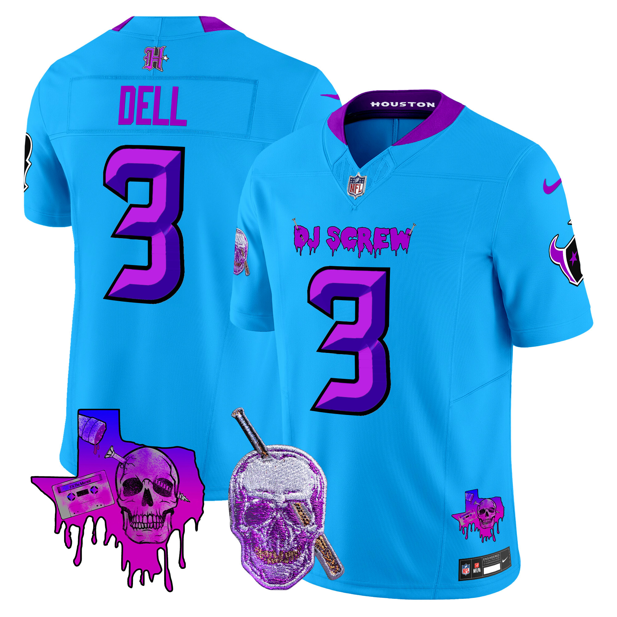 Tank Dell Men's Houston Texans DJ Screw Vapor Limited Blue Jersey - All Stitched