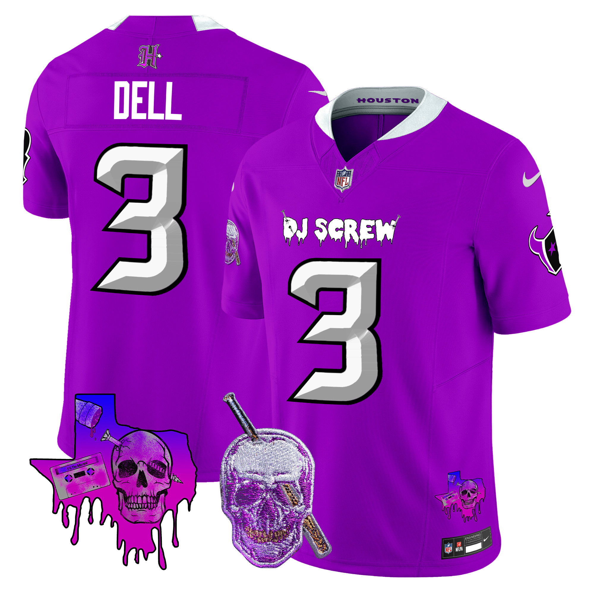 Tank Dell Men's Houston Texans DJ Screw Vapor Limited Purple Jersey - All Stitched