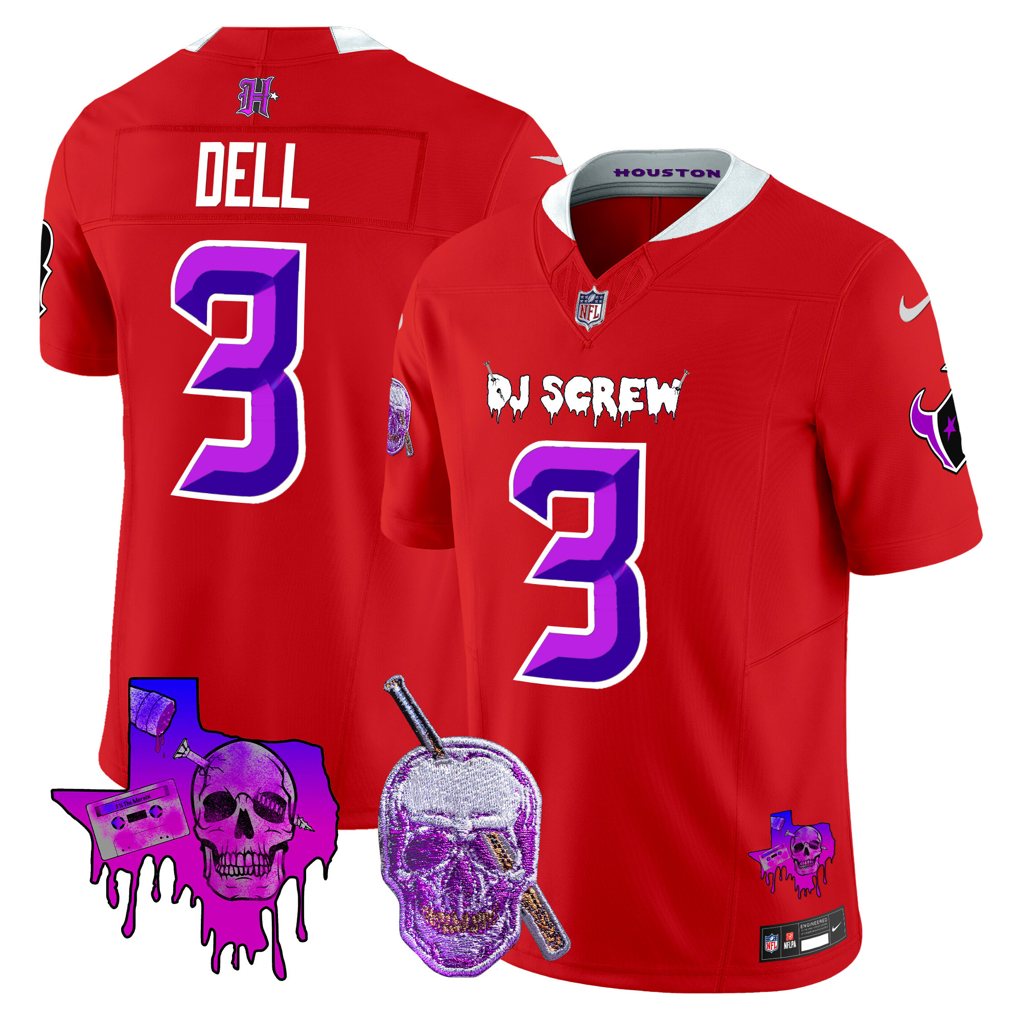 Tank Dell Men's Houston Texans DJ Screw Vapor Limited Red Jersey - All Stitched
