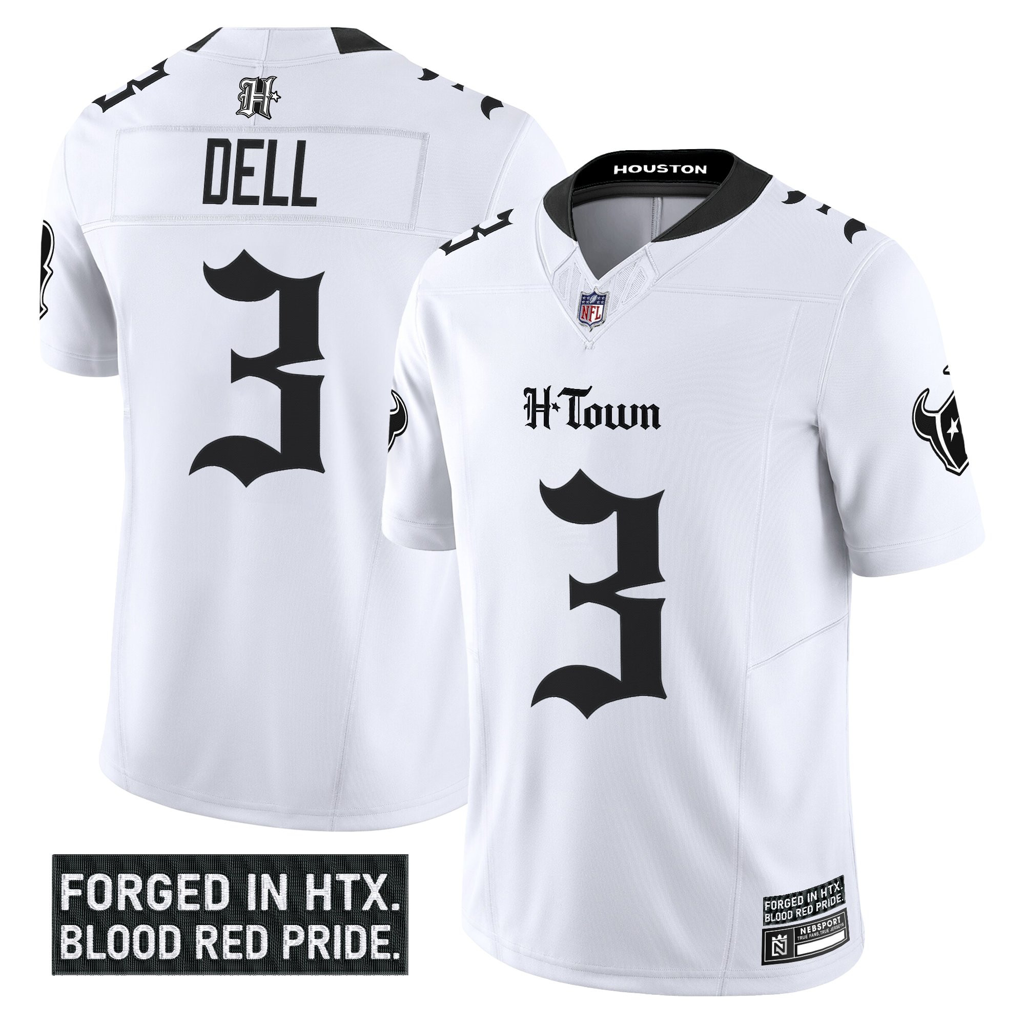 Tank Dell Men's Houston Texans 'Gothic Lone Star Shadows Edition' Vapor Limited White Jersey - All Stitched