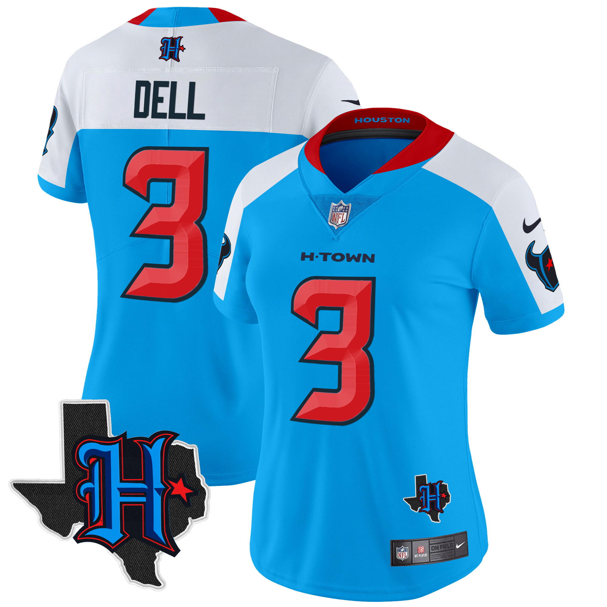 Tank Dell Women's Houston Texans 2024 Texas Patch Vapor Limited Blue Alternate Jersey - All Stitched