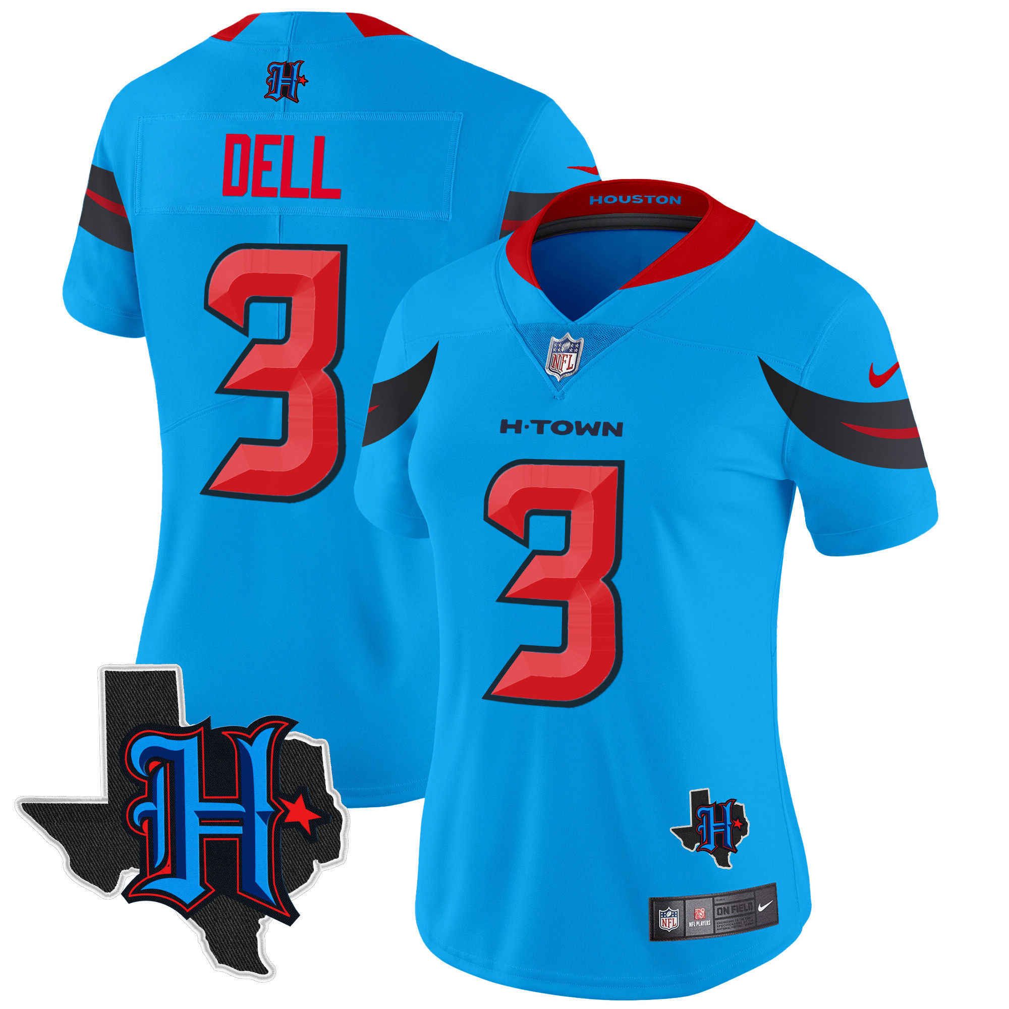 Tank Dell Women's Houston Texans 2024 Texas Patch Vapor Limited Blue Jersey - All Stitched
