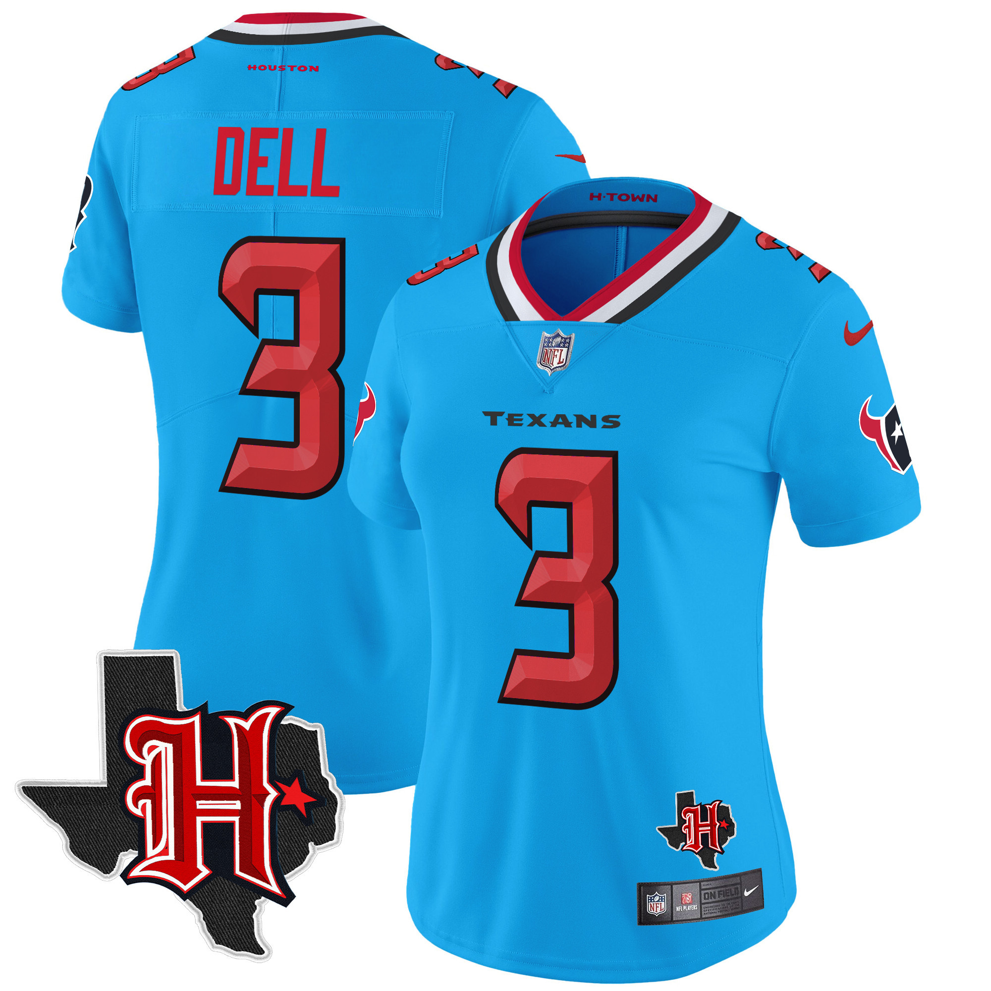 Tank Dell Women's Houston Texans 2024 Texas Patch Vapor Limited Blue Jersey - All Stitched
