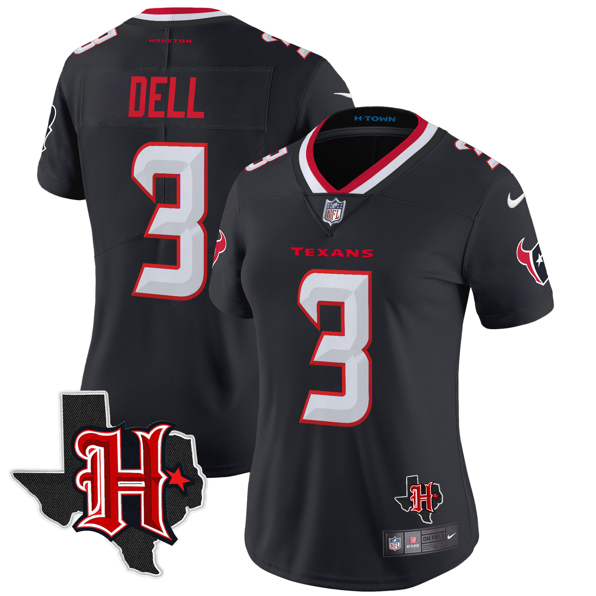 Tank Dell Women's Houston Texans 2024 Texas Patch Vapor Limited Navy Jersey - All Stitched