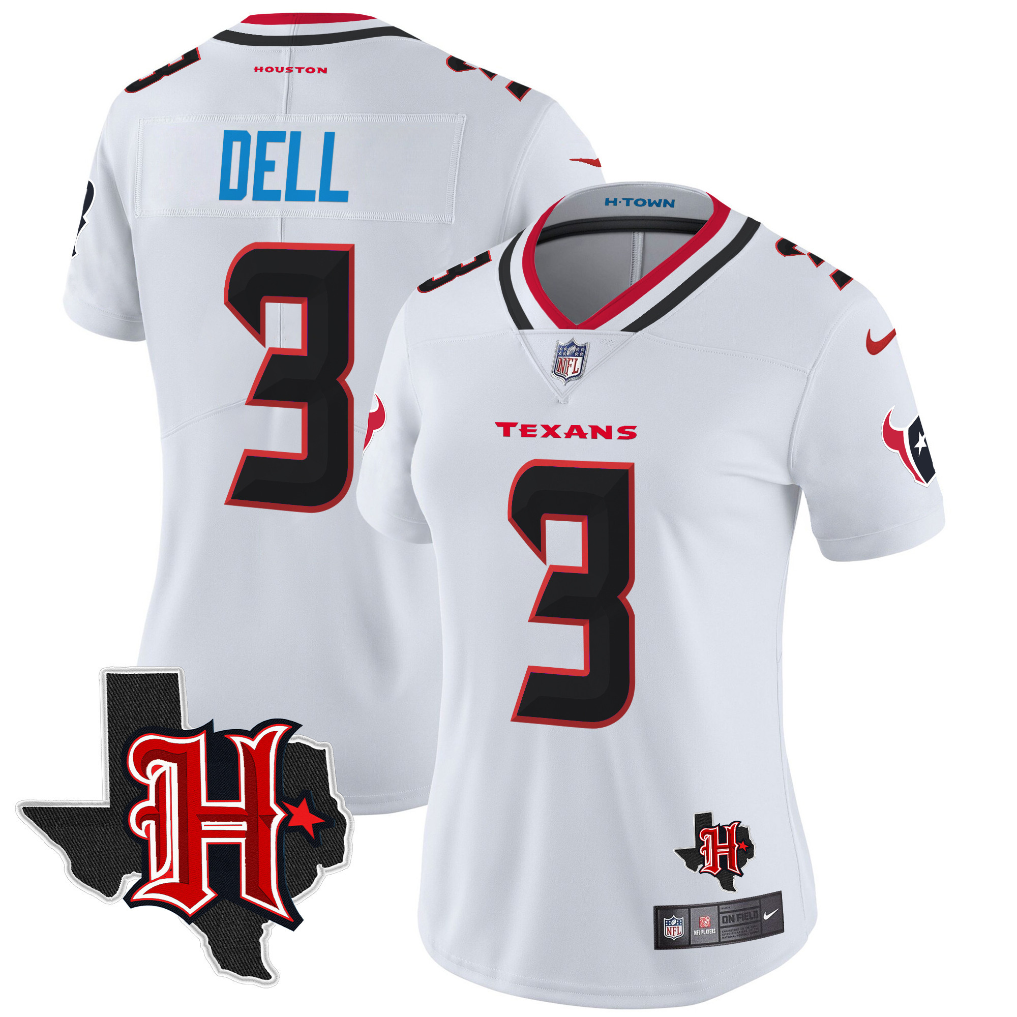 Tank Dell Women's Houston Texans 2024 Texas Patch Vapor Limited White Jersey - All Stitched