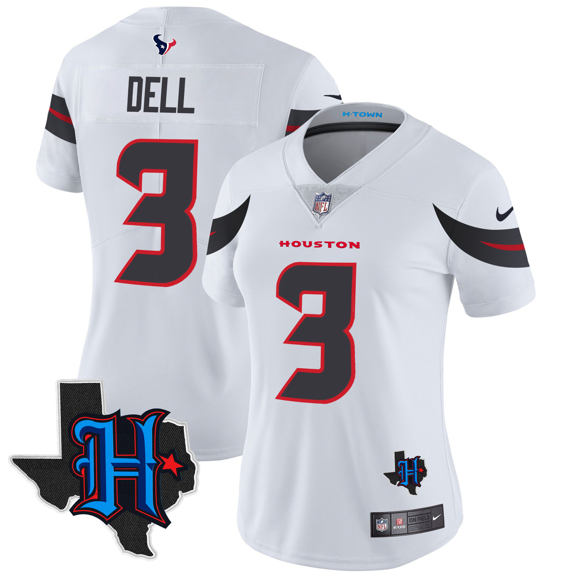 Tank Dell Women's Houston Texans 2024 Texas Patch Vapor Limited White Jersey - All Stitched