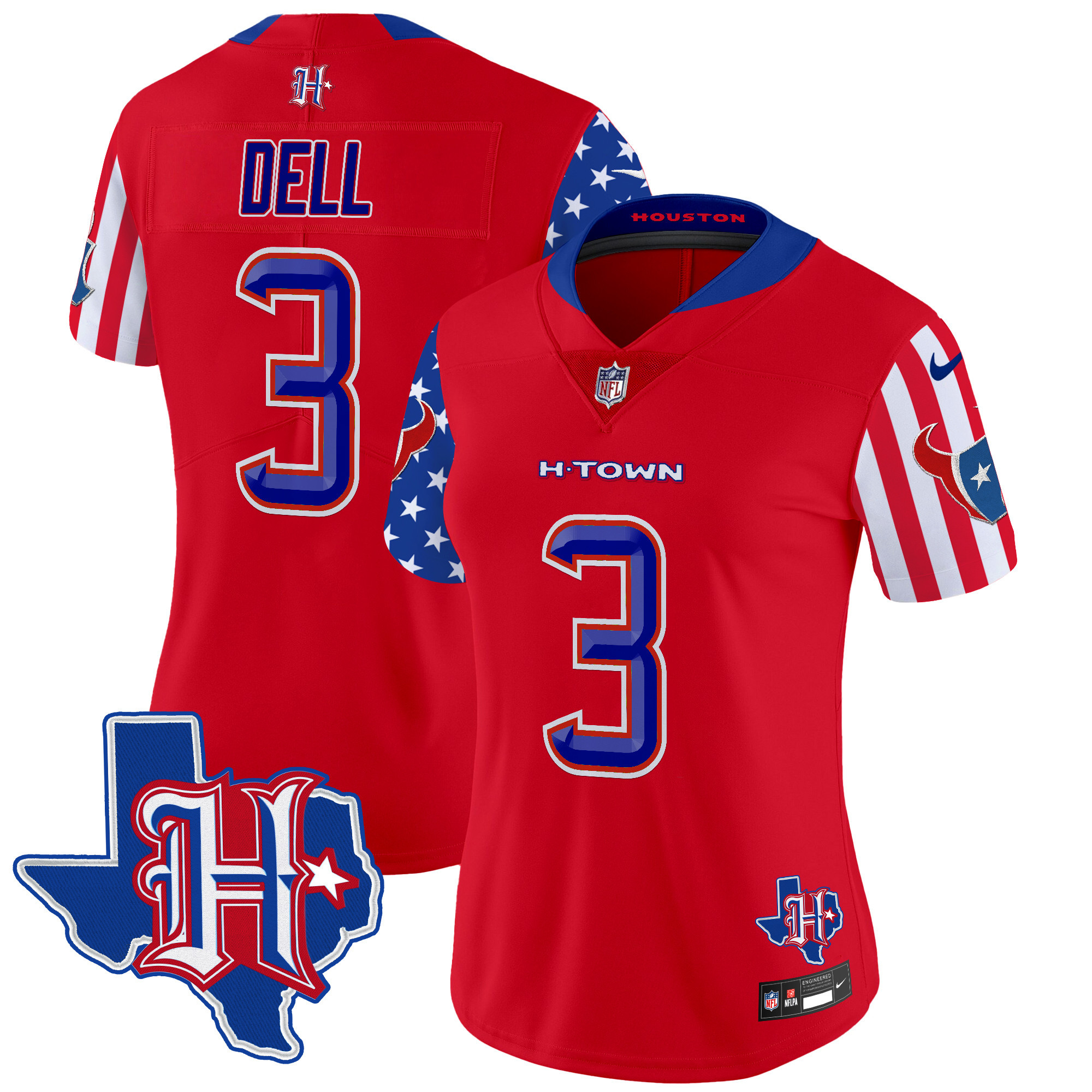 Tank Dell Women's Houston Texans American Style Vapor Limited Red Jersey - All Stitched
