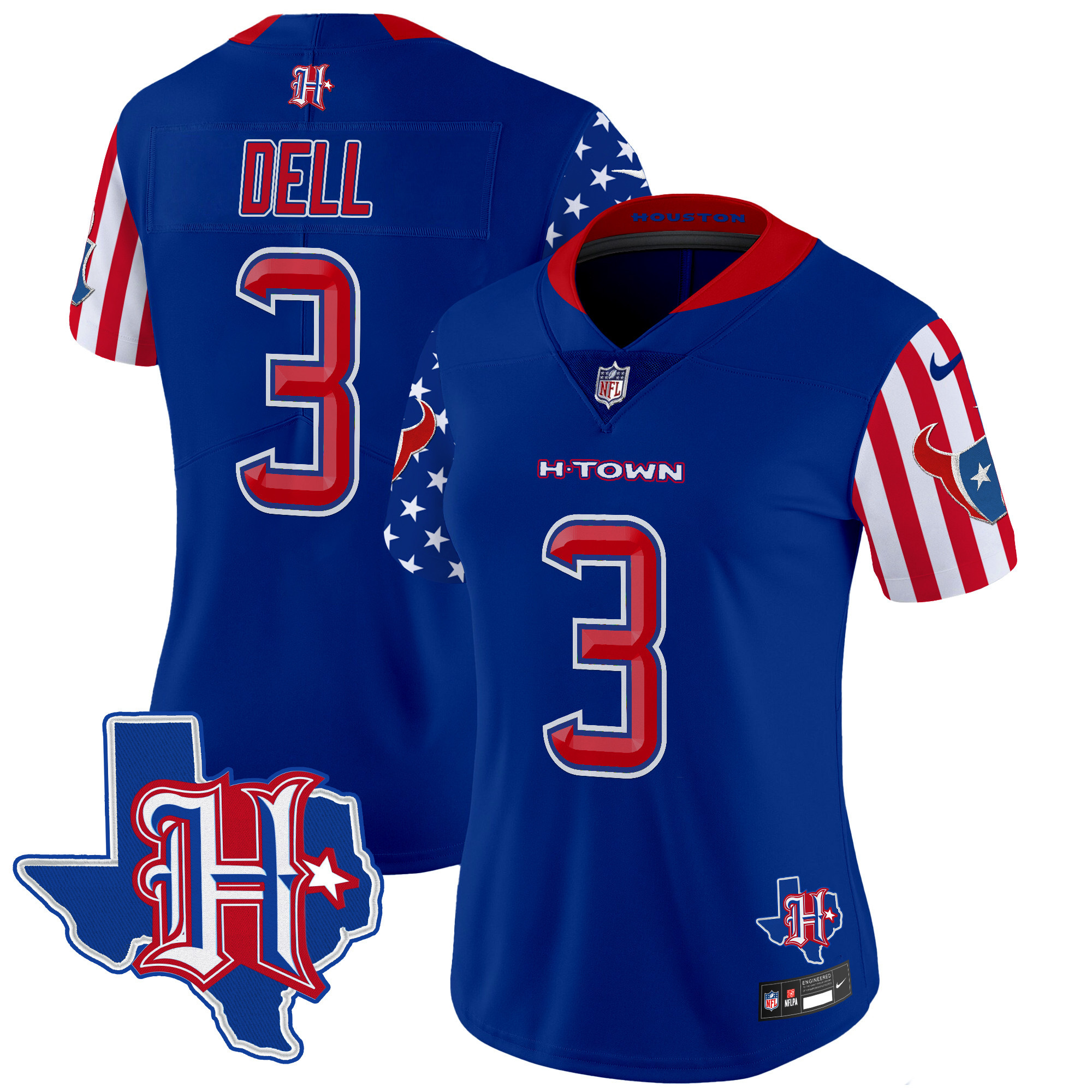 Tank Dell Women's Houston Texans American Style Vapor Limited Royal Jersey - All Stitched