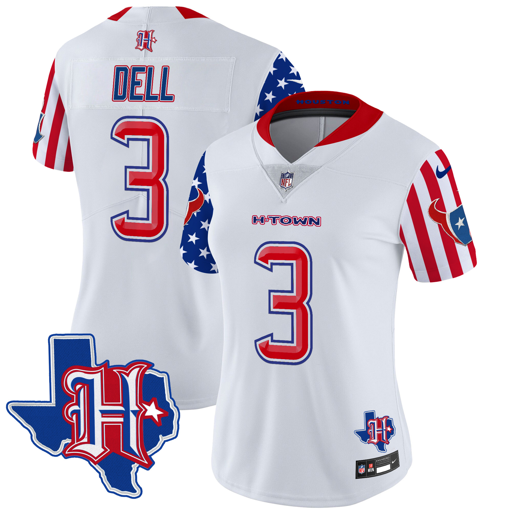 Tank Dell Women's Houston Texans American Style Vapor Limited White Jersey - All Stitched