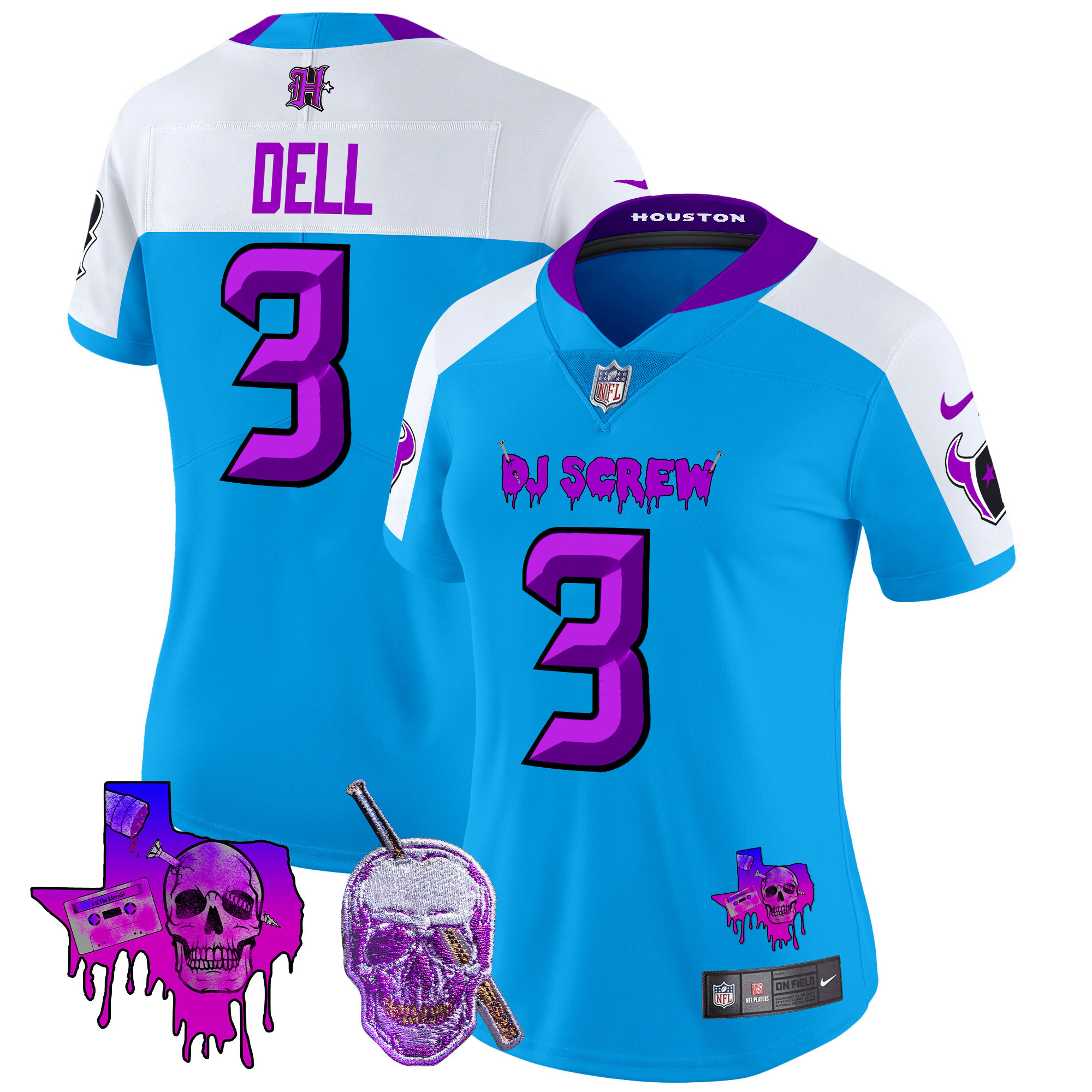 Tank Dell Women's Houston Texans DJ Screw Vapor Limited Blue Alternate Jersey - All Stitched