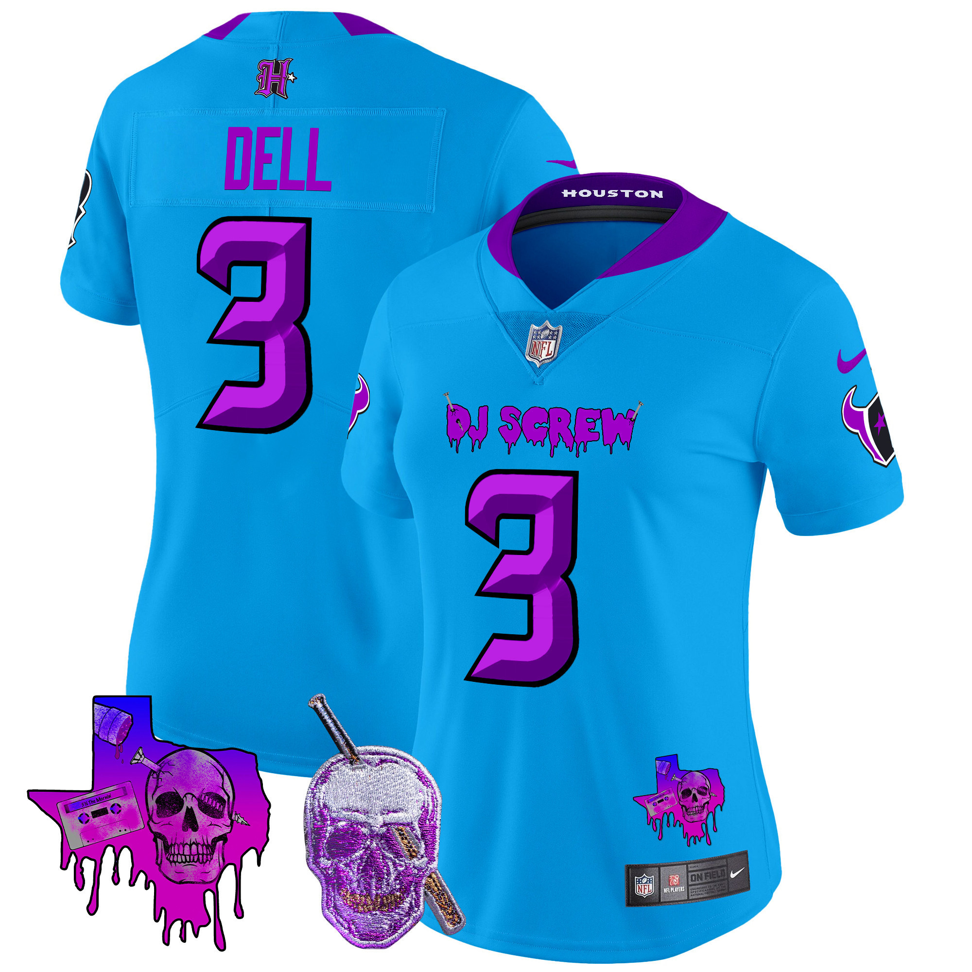 Tank Dell Women's Houston Texans DJ Screw Vapor Limited Blue Jersey - All Stitched