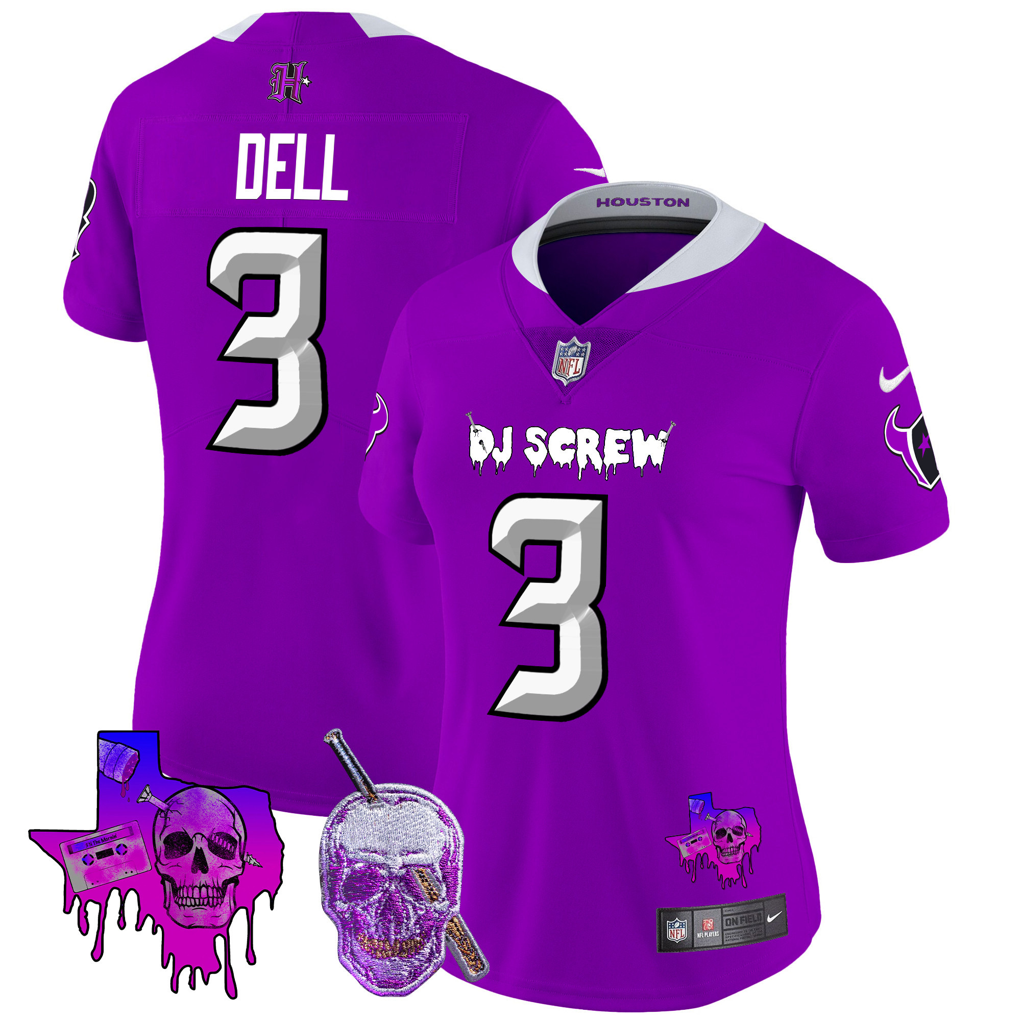 Tank Dell Women's Houston Texans DJ Screw Vapor Limited Purple Jersey - All Stitched