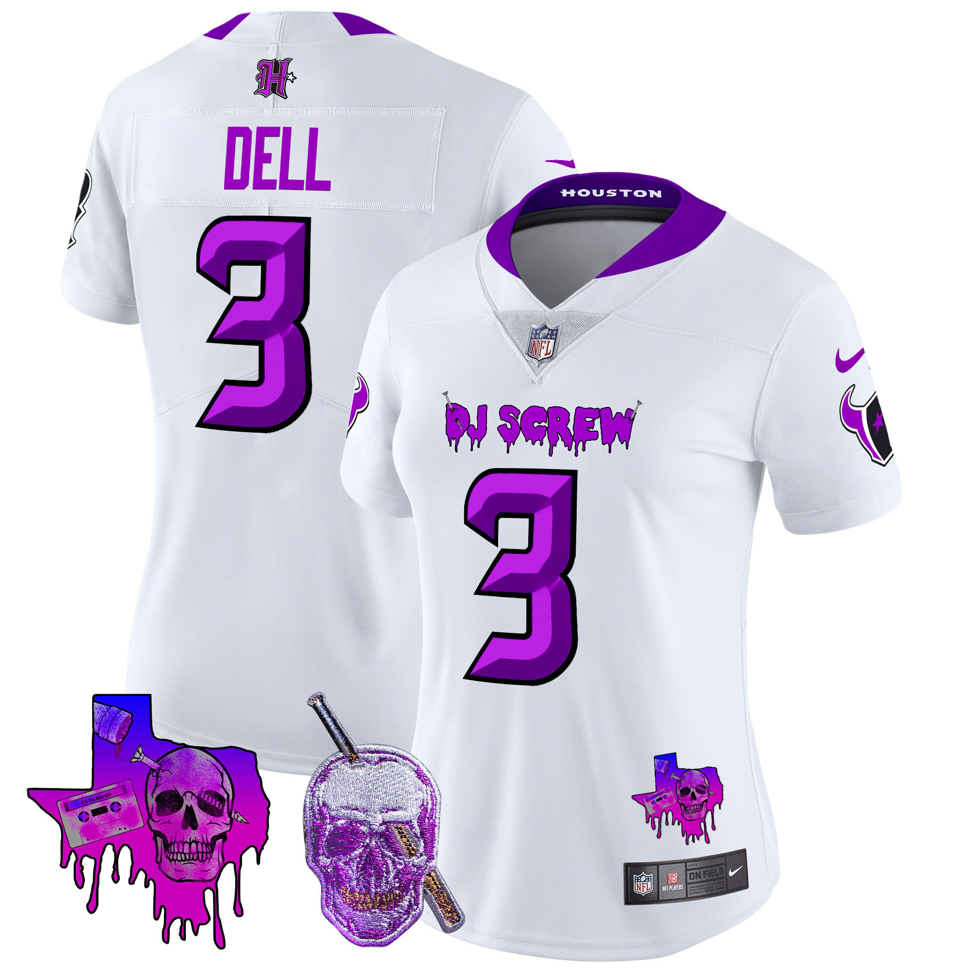 Tank Dell Women's Houston Texans DJ Screw Vapor Limited White Jersey - All Stitched