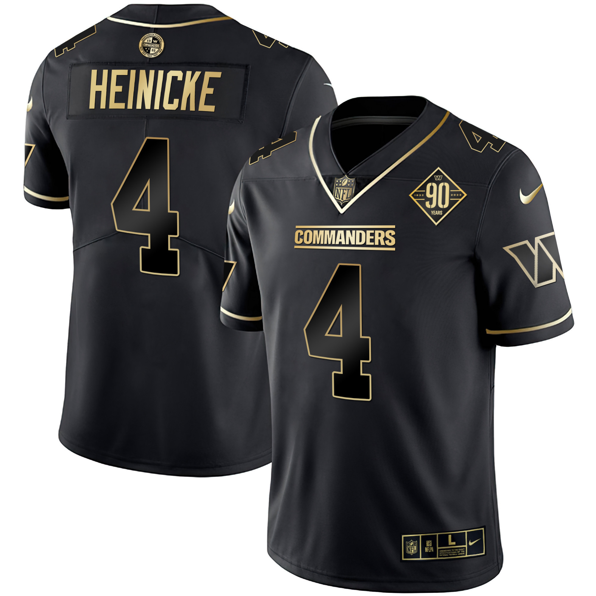 Taylor Heinicke Men's Washington Commanders White Gold & Black Gold Vapor Limited Black Gold Jersey - All Stitched