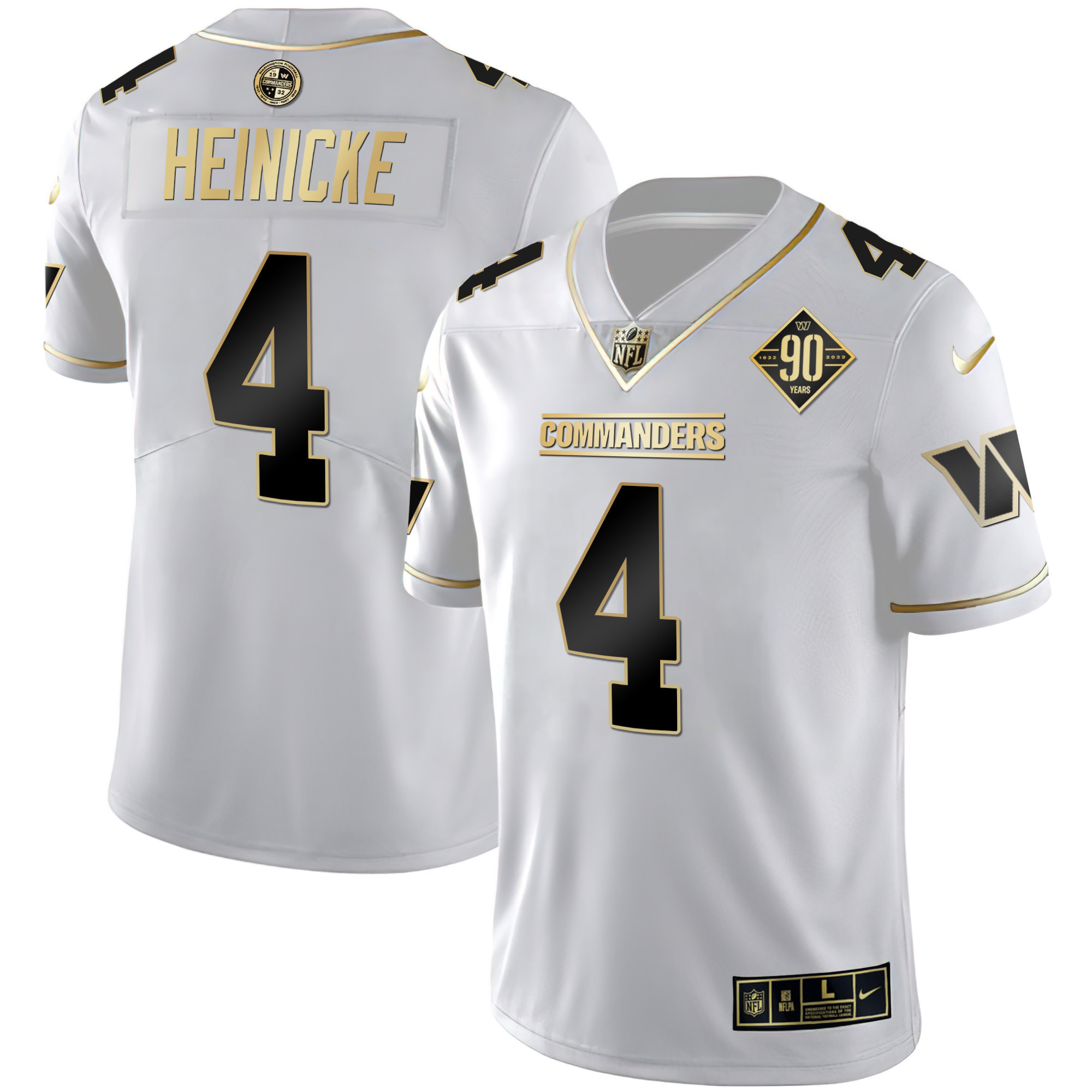 Taylor Heinicke Men's Washington Commanders White Gold & Black Gold Vapor Limited White Gold Jersey - All Stitched