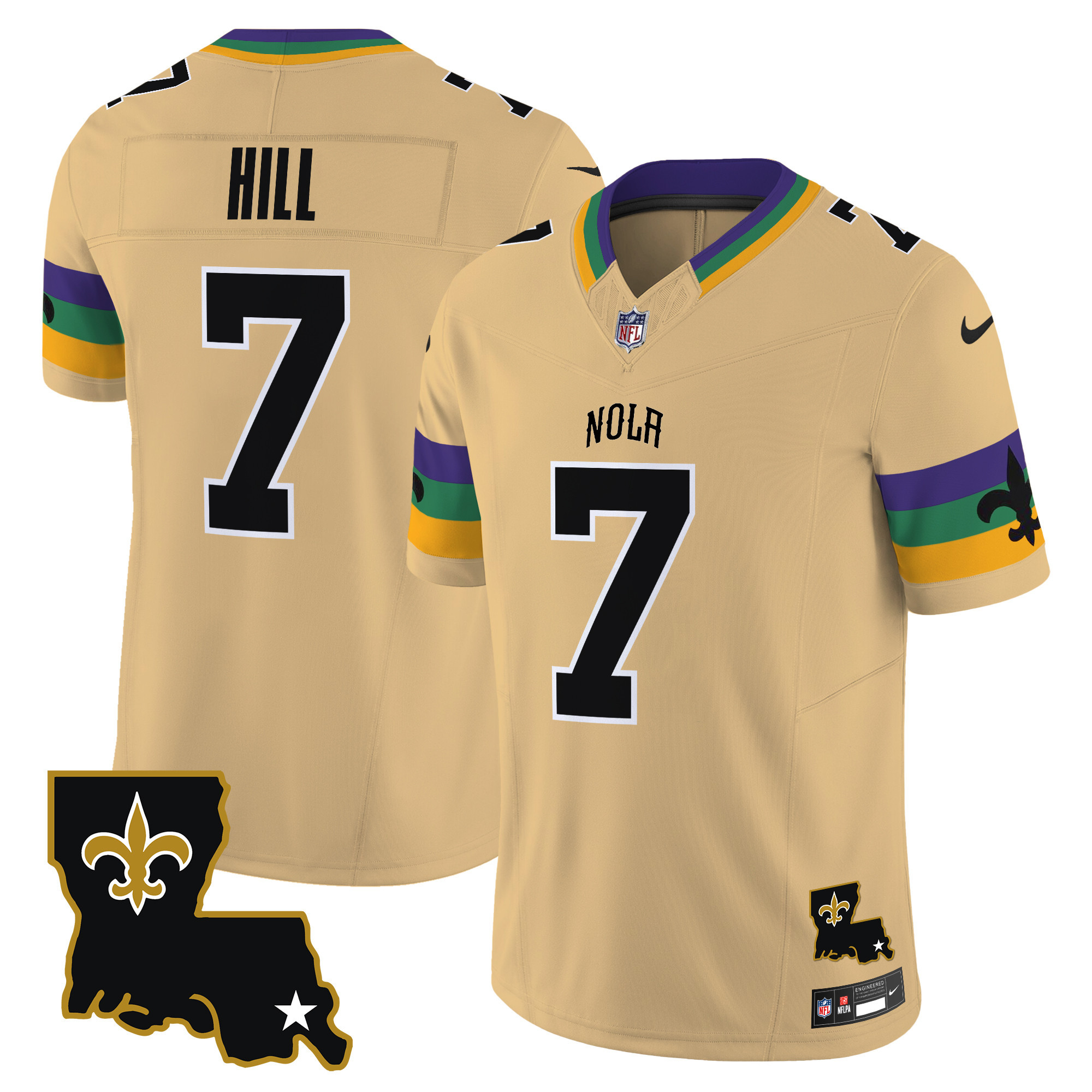 Taysom Hill Men's New Orleans Saints 2024 New Orleans City Vapor Limited Gold Jersey - All Stitched