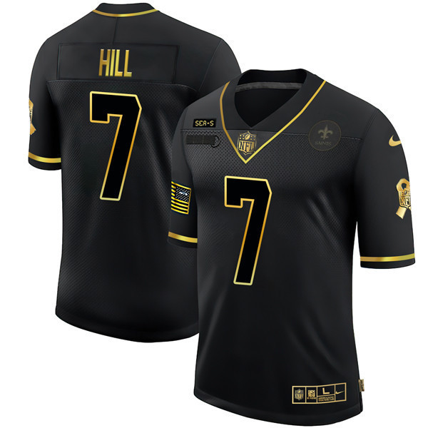 Taysom Hill Men's New Orleans Saints Black Gold Salute To Service Jersey - All Stitched