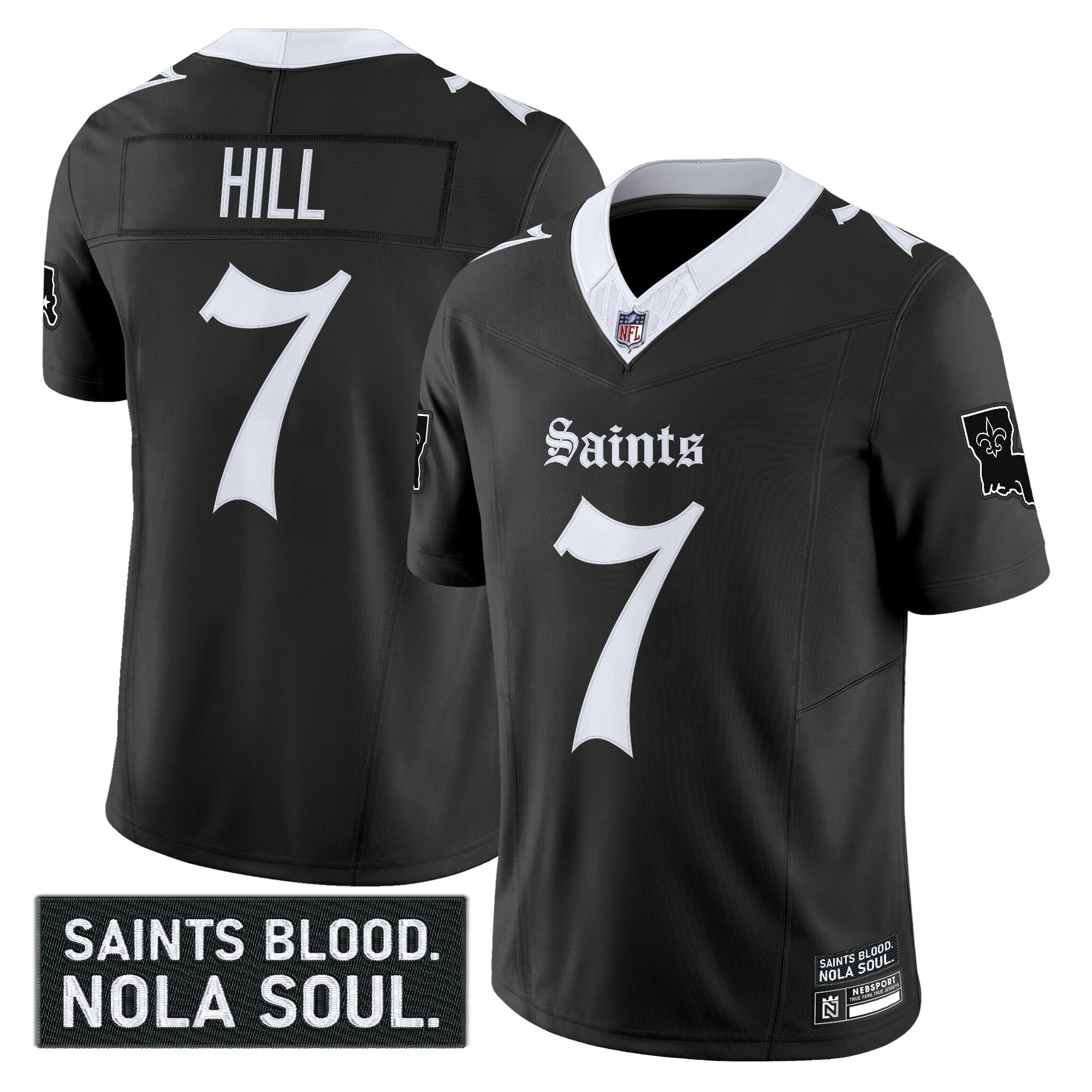 Taysom Hill Men's New Orleans Saints 'Gothic Vieux CarrÃƒÂ© Edition' Vapor Black Jersey - All Stitched