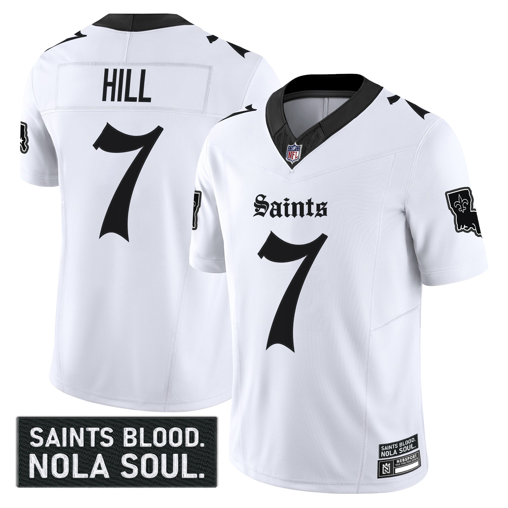 Taysom Hill Men's New Orleans Saints 'Gothic Vieux CarrÃƒÆ’Ã‚Â© Edition' Vapor White Jersey - All Stitched