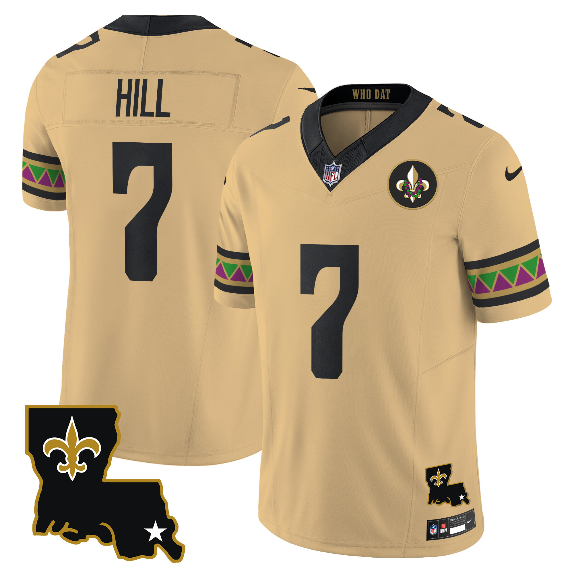 Taysom Hill Men's New Orleans Saints Mardi Gras Vapor Limited Gold Jersey - All Stitched