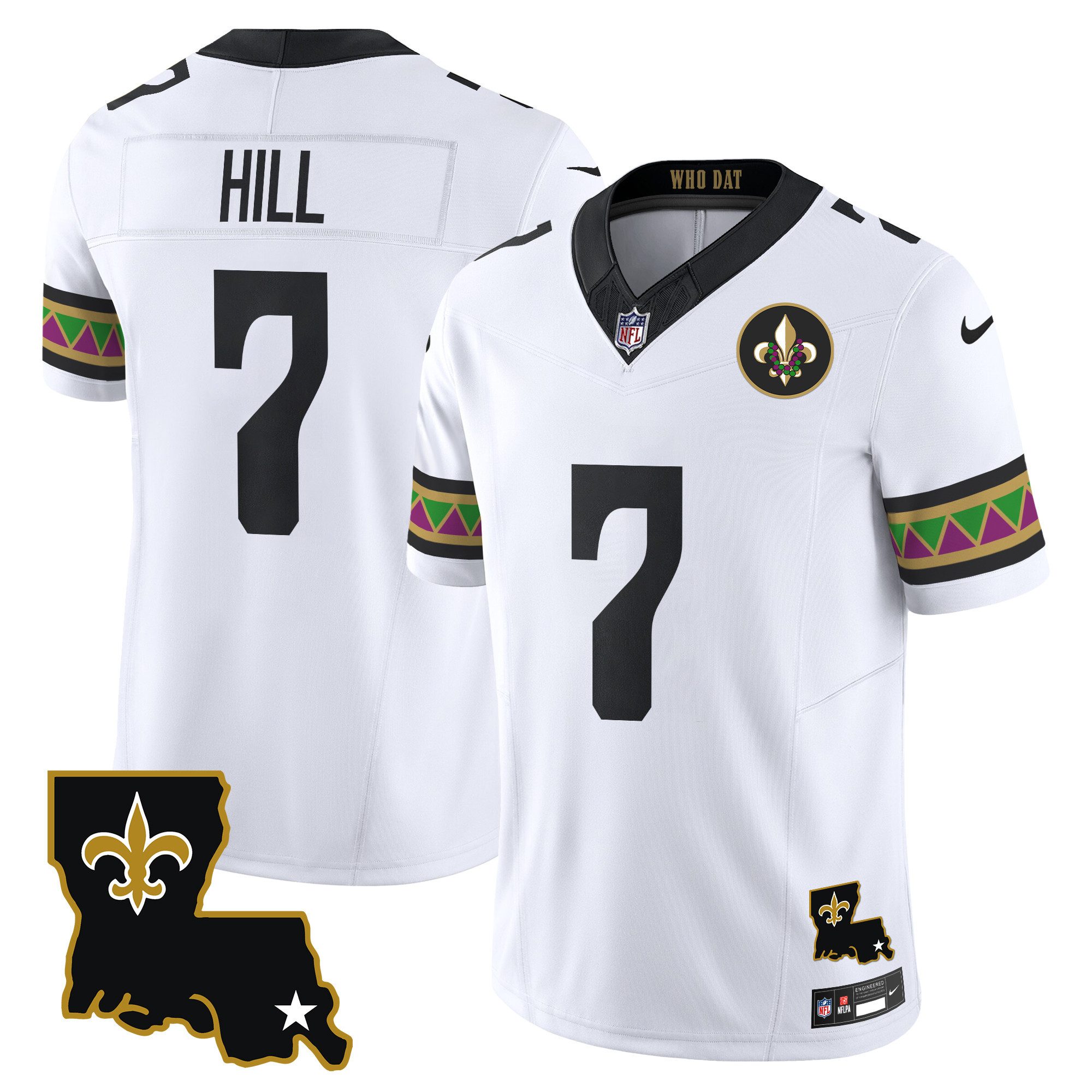 Taysom Hill Men's New Orleans Saints Mardi Gras Vapor Limited White Jersey - All Stitched