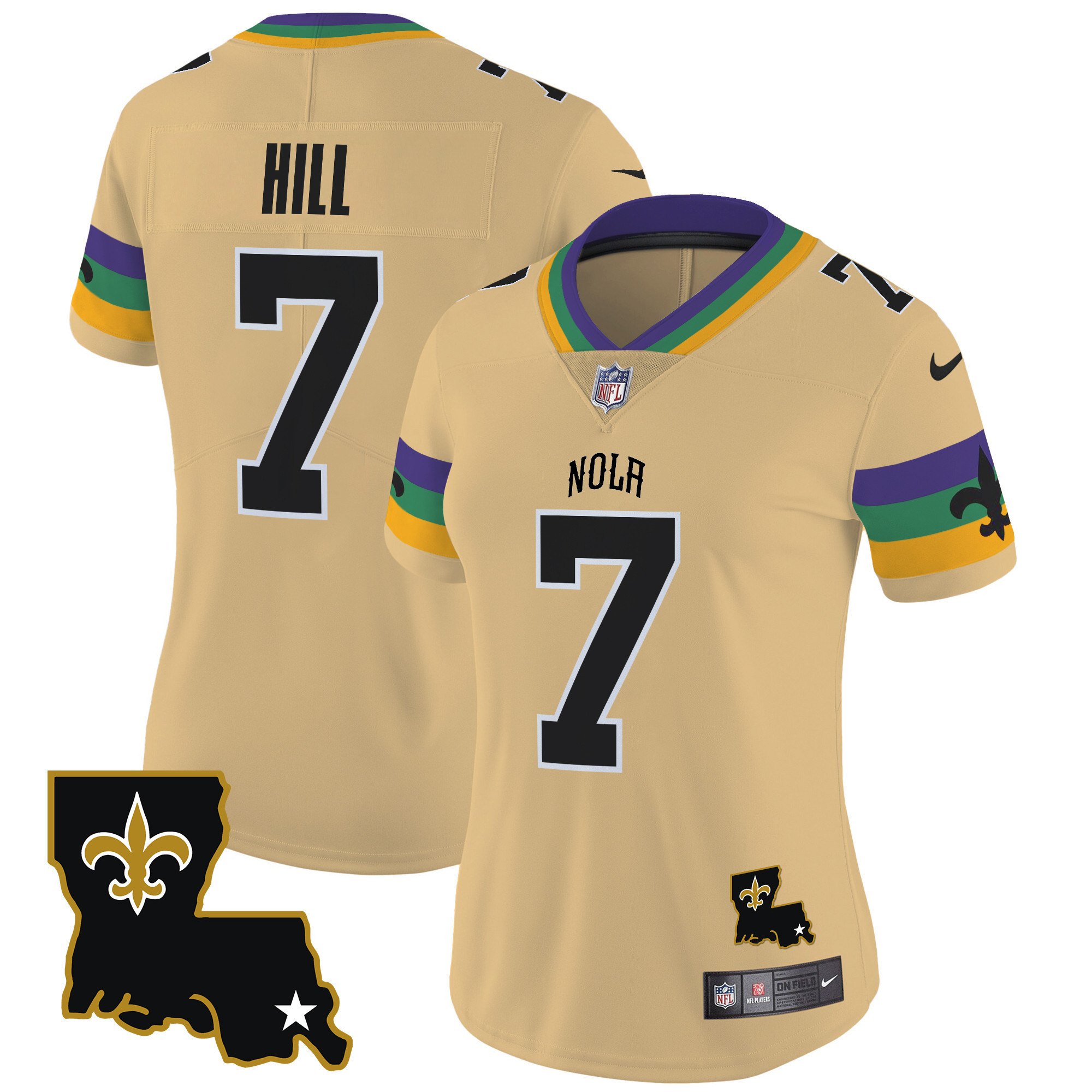 Taysom Hill Women's New Orleans Saints 2024 New Orleans City Vapor Limited Gold Jersey - All Stitched