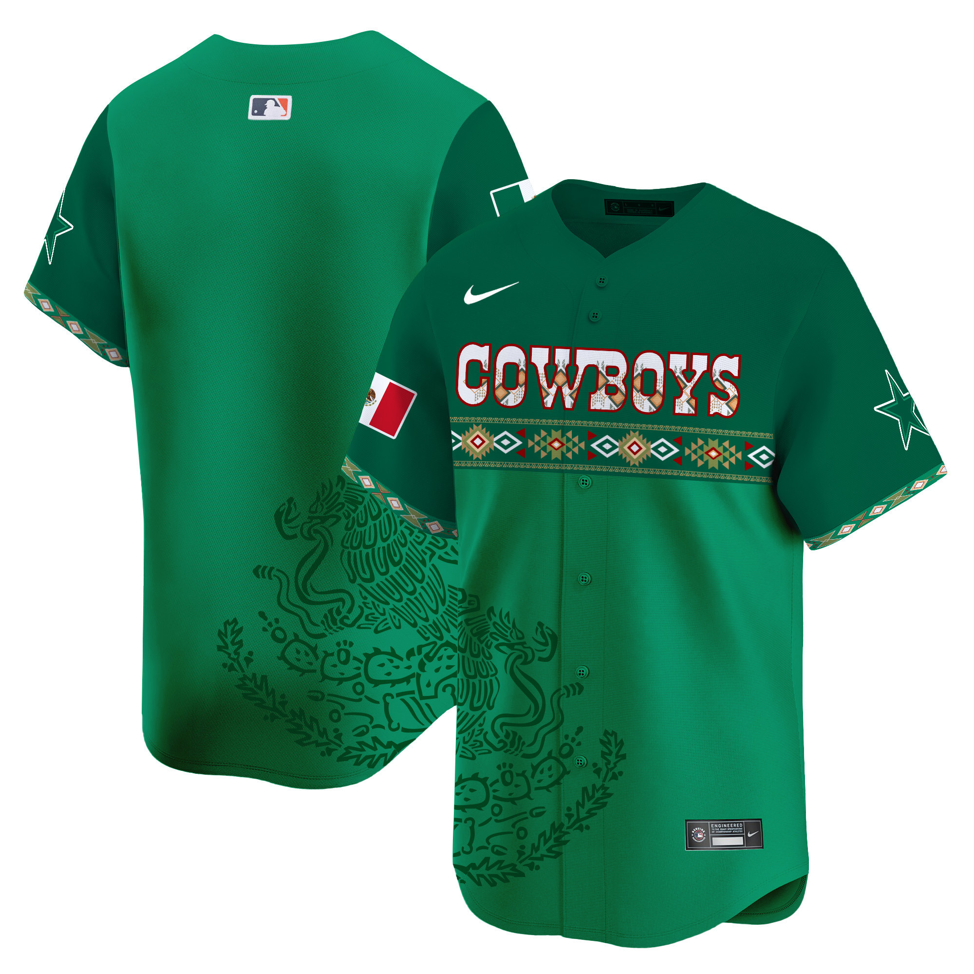 Team Men's Dallas Cowboys Mexico Vapor Premier Limited Jersey - Printed Green Jersey - All Stitched