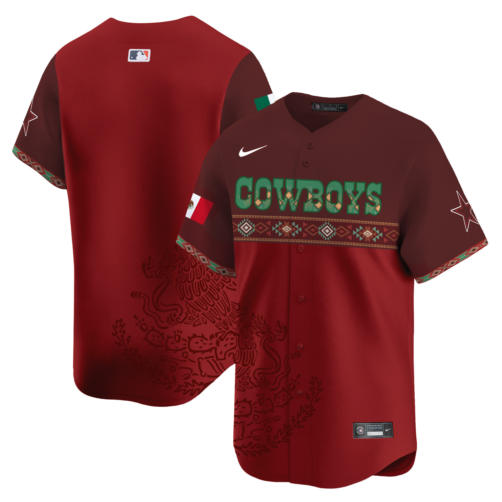 Team Men's Dallas Cowboys Mexico Vapor Premier Limited Jersey - Printed Red Jersey - All Stitched