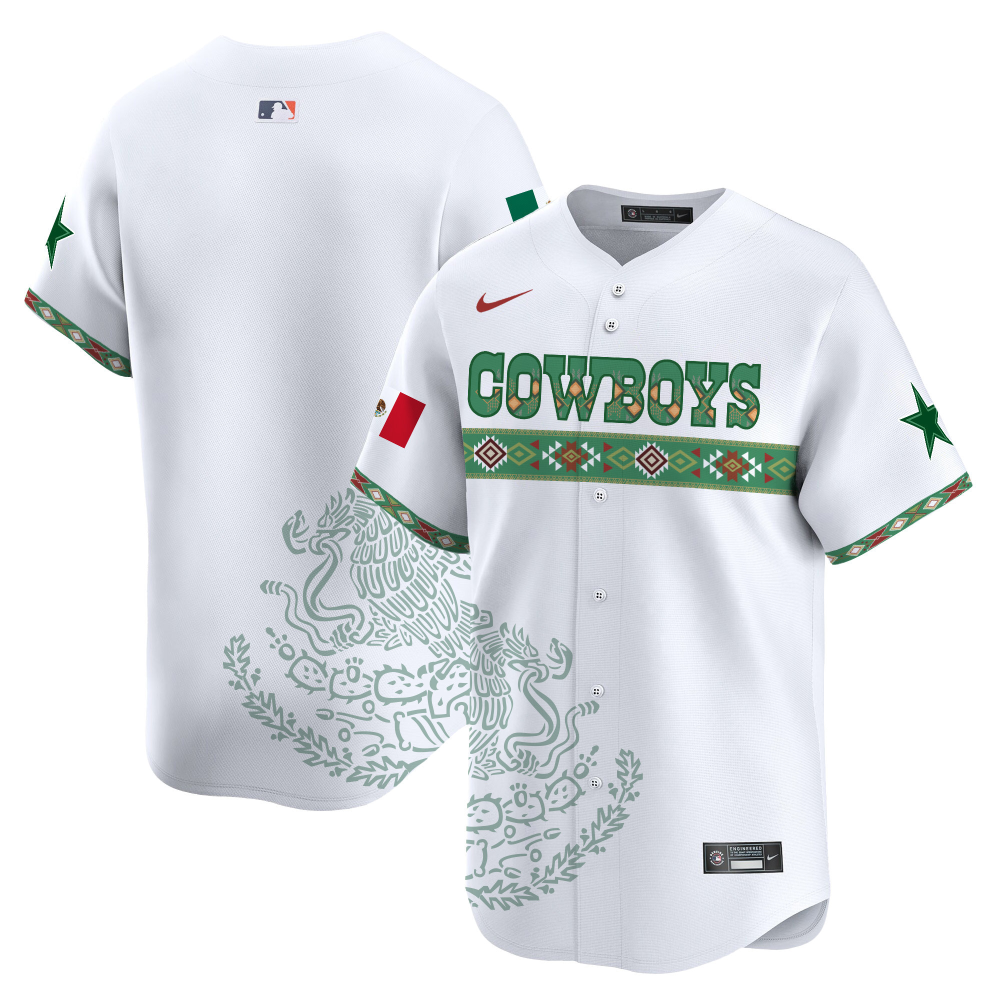 Team Men's Dallas Cowboys Mexico Vapor Premier Limited Jersey - Printed White Jersey - All Stitched