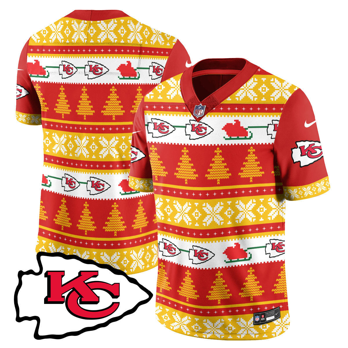 Team Men's Kansas City Chiefs 2024 Christmas Vapor Limited Jersey - Printed Red Jersey - All Stitched