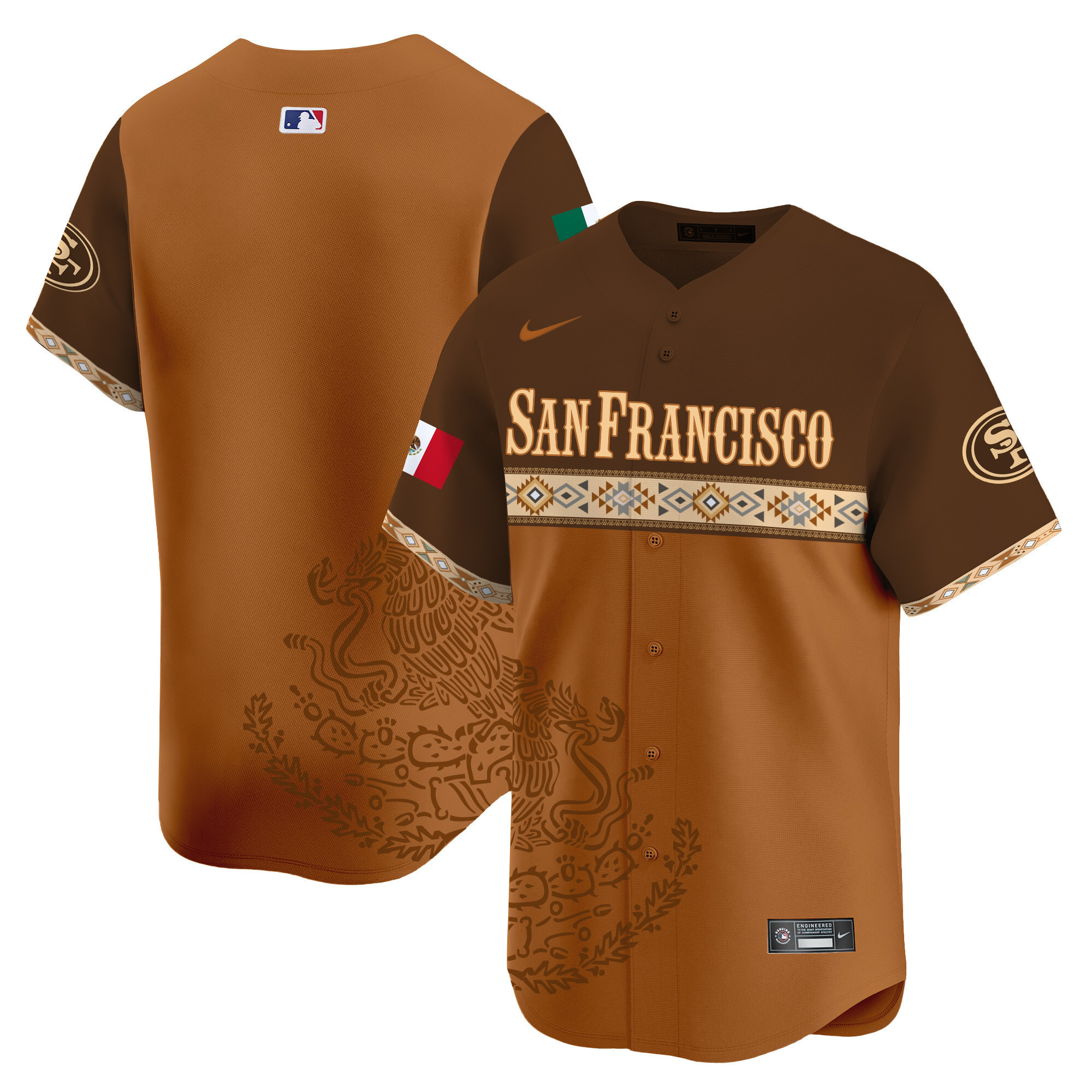 Team Men's San Francisco 49ers Mexico Vapor Premier Limited Jersey - Printed Brown Jersey - All Stitched