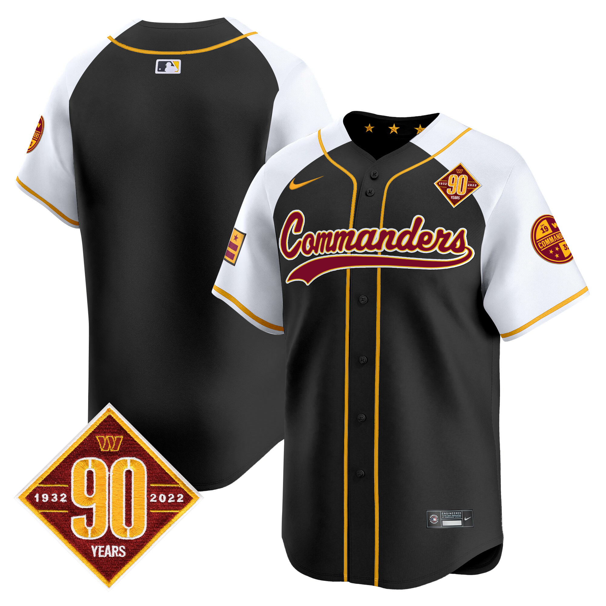 Team Men's Washington Commanders 90th Anniversary Patch Vapor Premier Limited Black Alternate Jersey - All Stitched