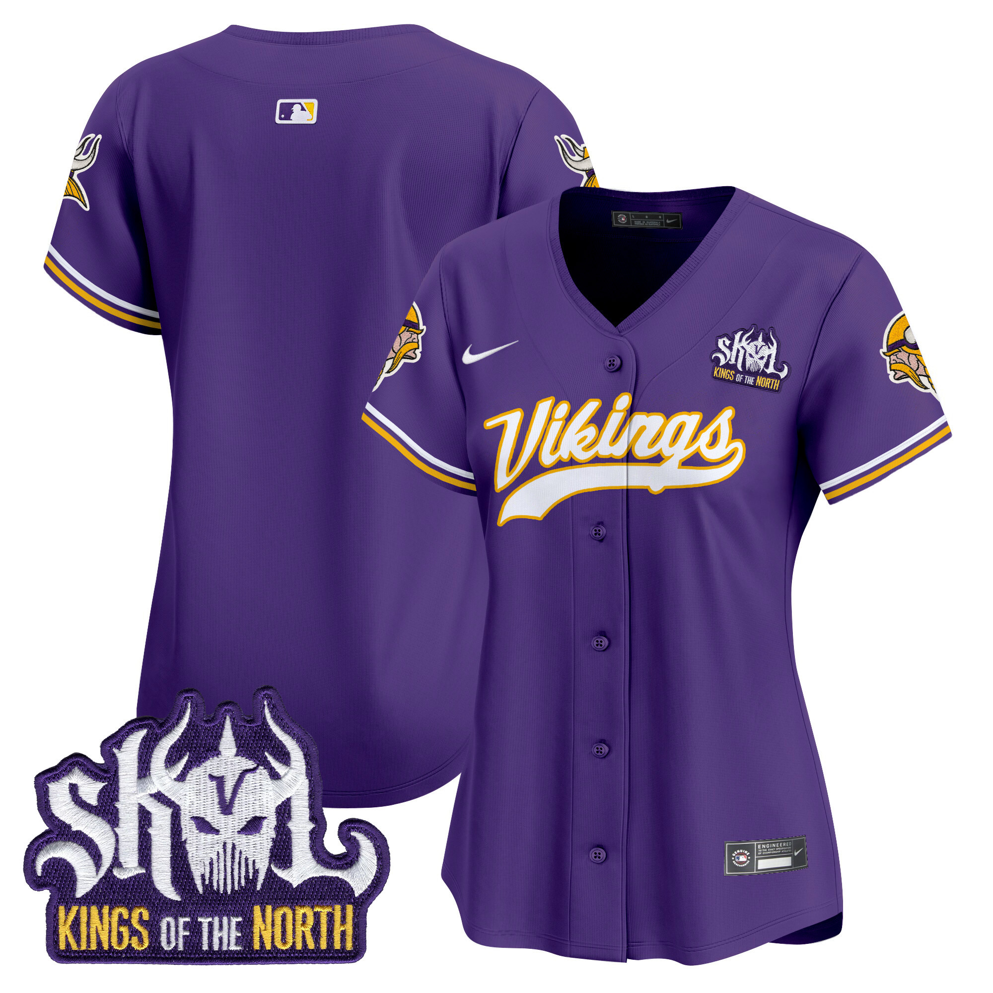 Team Women's Minnesota Vikings Kings Of The North Patch Vapor Premier Limited Purple Jersey - All Stitched