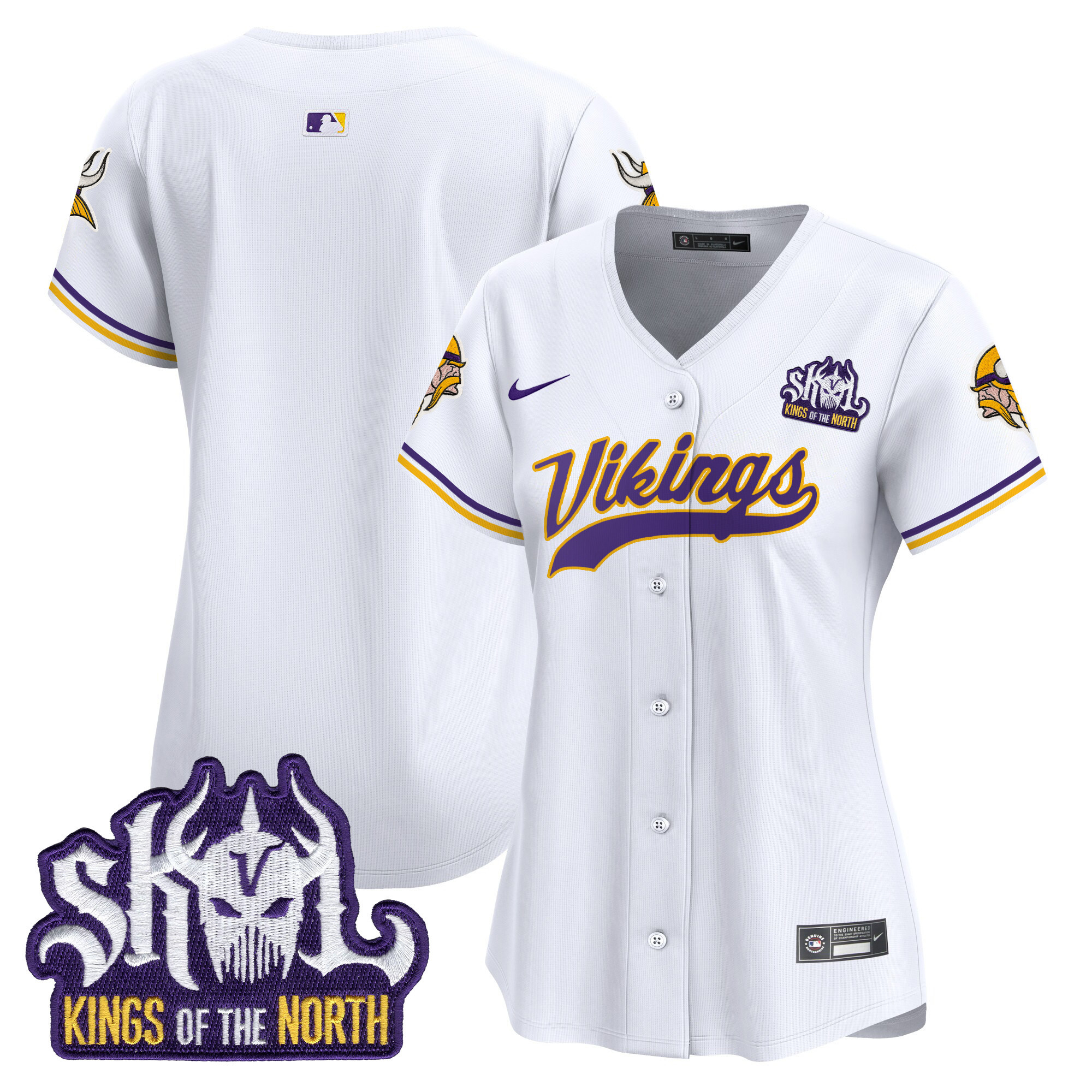 Team Women's Minnesota Vikings Kings Of The North Patch Vapor Premier Limited White Jersey - All Stitched