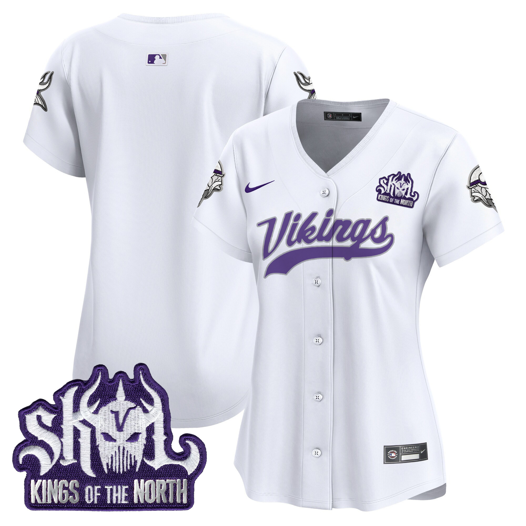 Team Women's Minnesota Vikings Kings Of The North Patch Vapor Premier Limited Winter Warrior Jersey - All Stitched