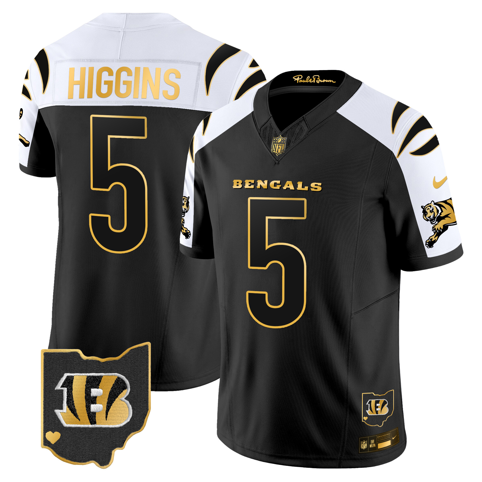 Tee Higgins Men's Cincinnati Bengals 2024 Gold Vapor Limited Alternate Jersey - All Stitched