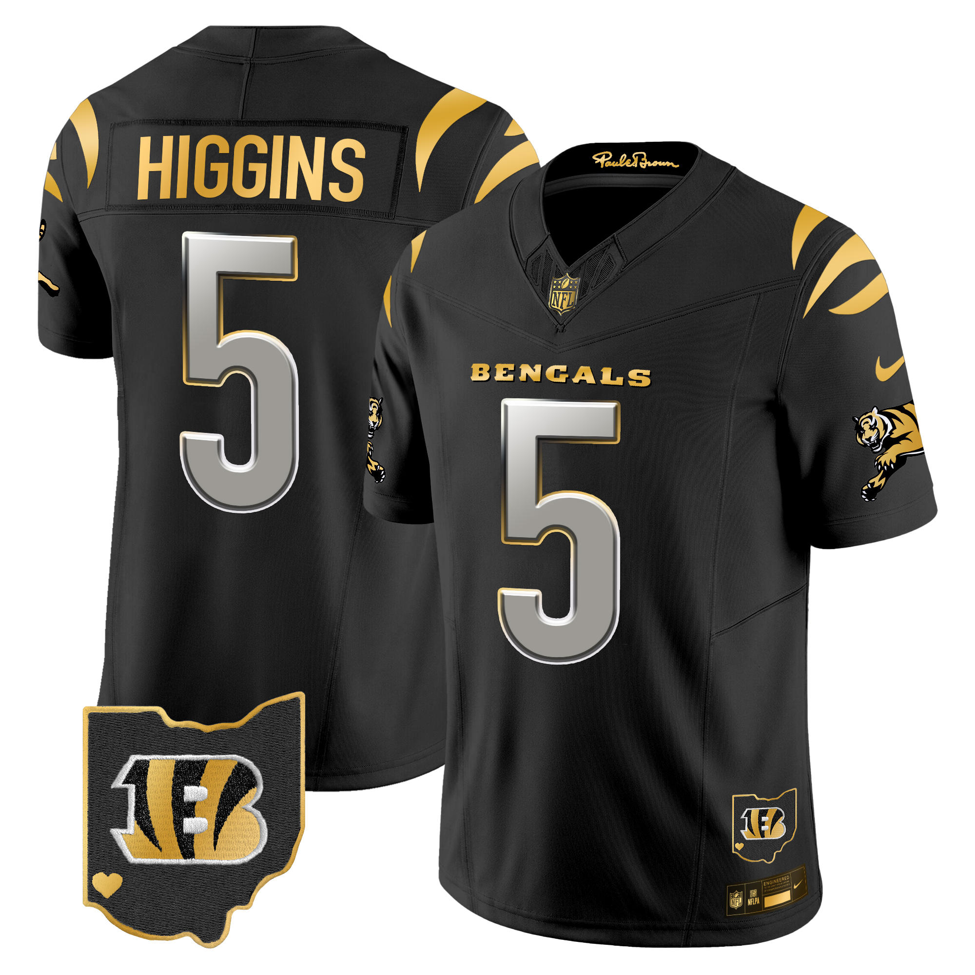 Tee Higgins Men's Cincinnati Bengals 2024 Gold Vapor Limited Black Limited Jersey - All Stitched