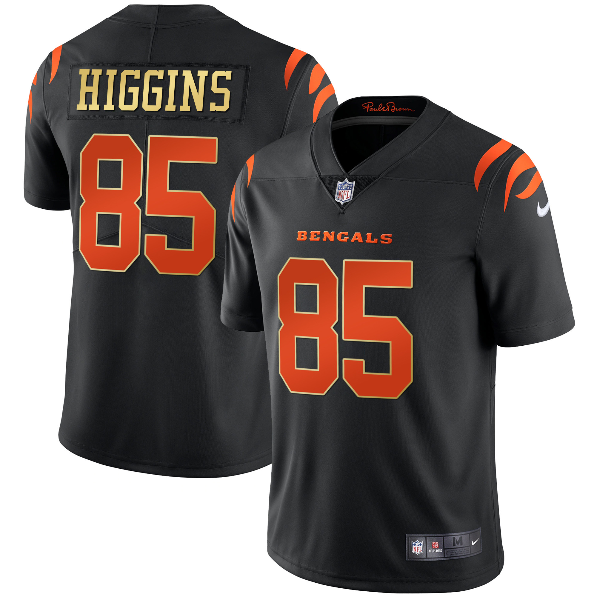 Tee Higgins Men's Cincinnati Bengals Black Gold & White Gold Vapor Gold Trim Jersey - All Stitched