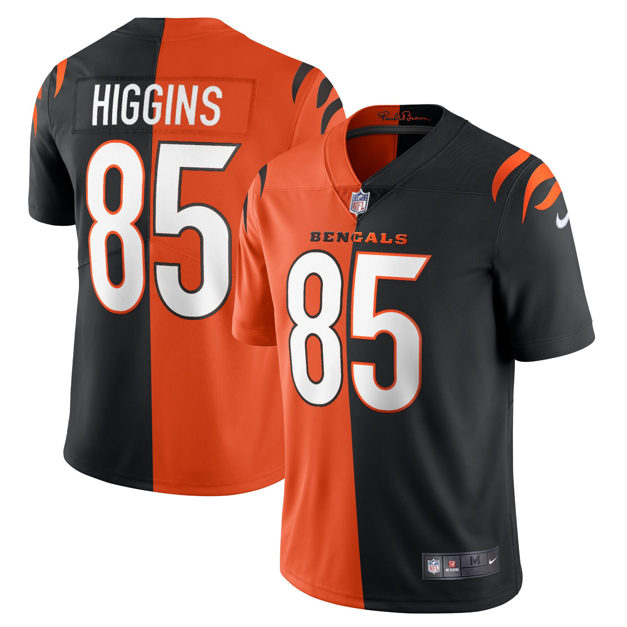 Tee Higgins Men's Cincinnati Bengals Black Gold & White Gold Vapor Split Jersey - All Stitched