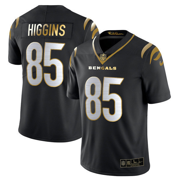 Tee Higgins Men's Cincinnati Bengals Player Vapor Limited Black Gold Jersey - All Stitched